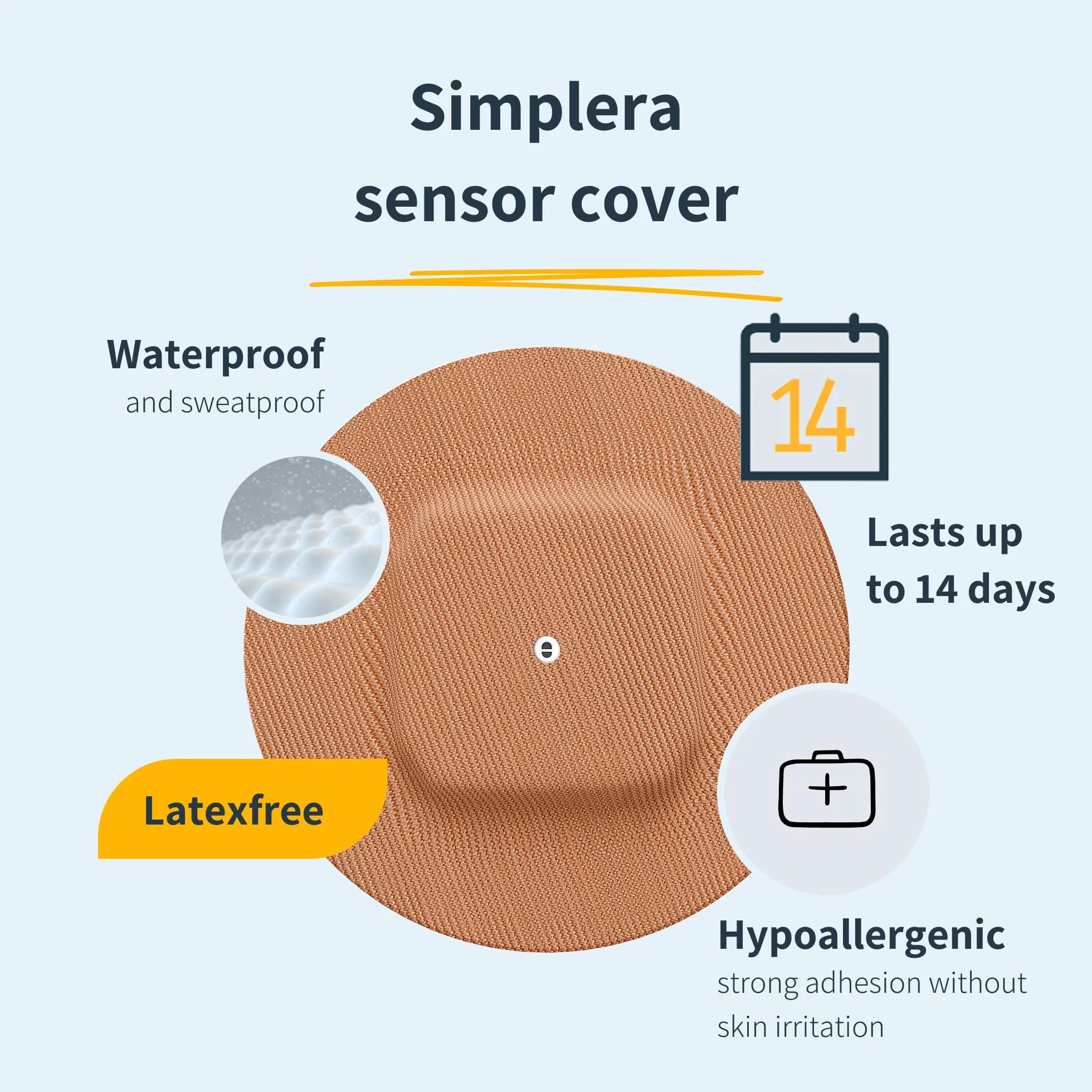 MySweetStitch – 10–25× Cerotto Simplera rotondo, overpatch Ø 70 mm, delicato sulla pelle, impermeabile e traspirante (Beige, 25)