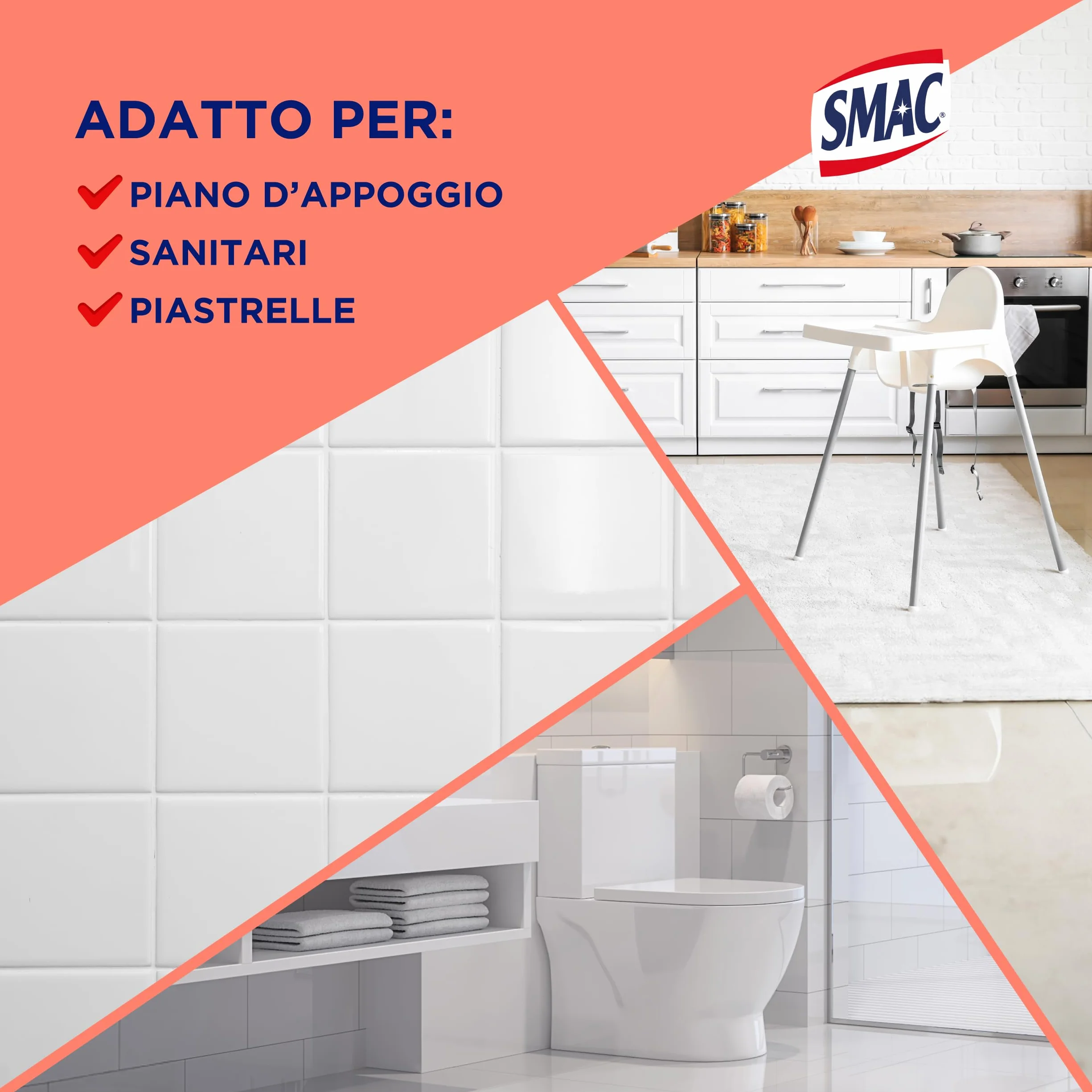 Smac Sgrassatore Disinfettante Spray Multisuperficie 650 ml x 12 Pezzi