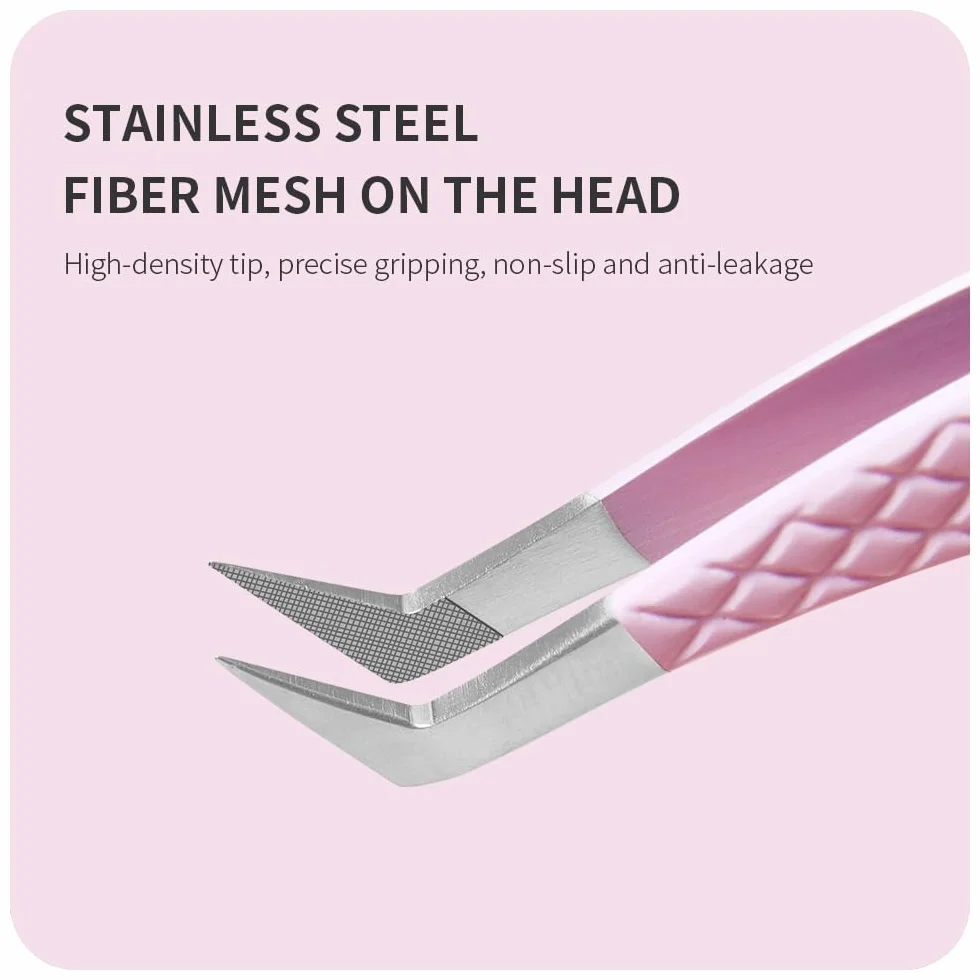 4Pcs Pinzette per Estensioni delle Ciglia Pinzette di Precisione Curve Pinzetta per Ciglia Easy Fan Individuali Ciglia Tweezers Professionisti(F01+02+06+09)