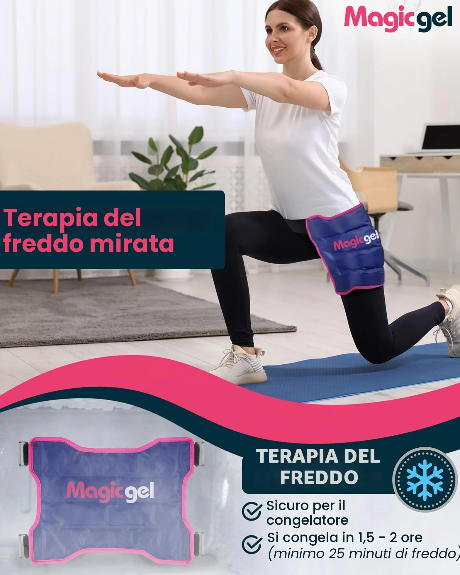 Magic Gel Fascia in Gel Ghiaccio Riutilizzabile - Caldo o Freddo per per Dolori al Fianco, Terapia Spalla, Sciatica, Dolore e Scoliosi - Sicuro e Facile da Usare