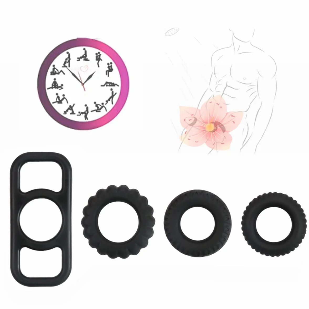Set Classico Di Anelli in Silicone Nero Sex Toy