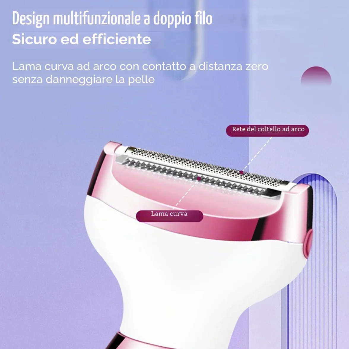 Rasoio Elettrico Donna, 5 in 1 Epilatore Viso Elettrico, Rasoio Parti Intime Donna, indolore Depilatore Elettrico Portatile per Corpo, Le Ascelle,La Linea Del Bikini,Le Sopracciglia e Il Peli Naso