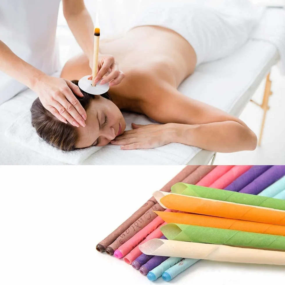16 PCS Coni per orecchie, Candela di cera d'api, Candele Coniche Cave, Protezione per le orecchie con 6 gusci di candele (8 colori)