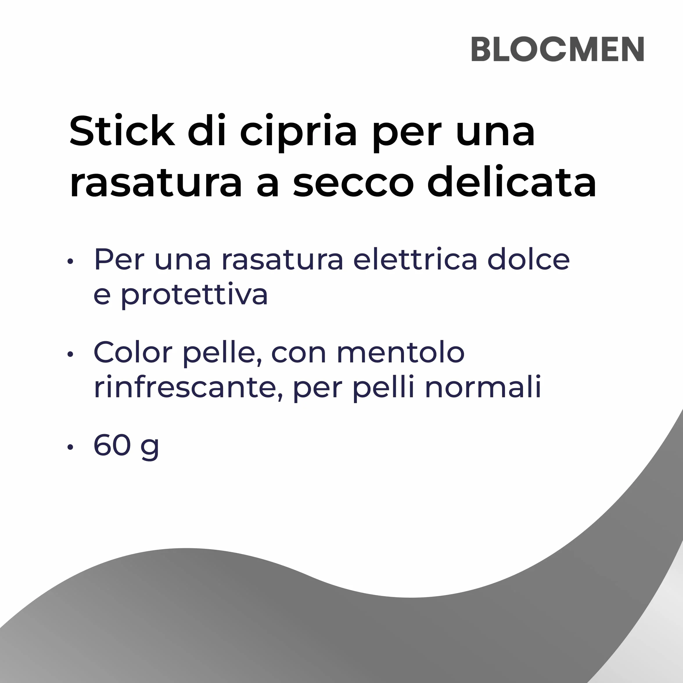 BLOCMEN Original Stick di cipria per una rasatura a secco delicata ohne irritazioni 60g - pre-barba con mentolo per uomo