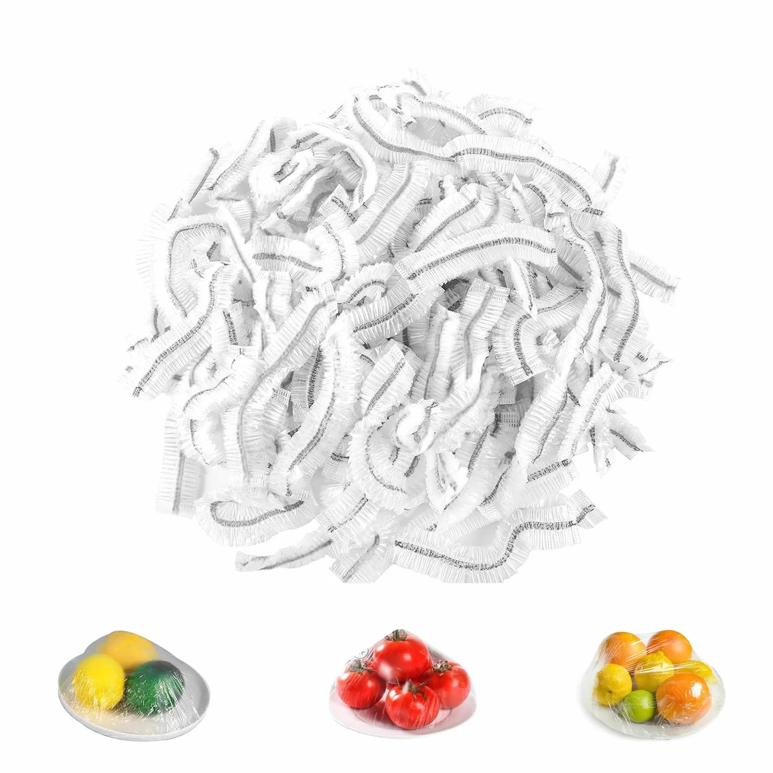 100 pezzi di pellicola trasparente con gomma elastica, riutilizzabili, coperture per alimenti, sacchetti sigillati per la conservazione degli alimenti