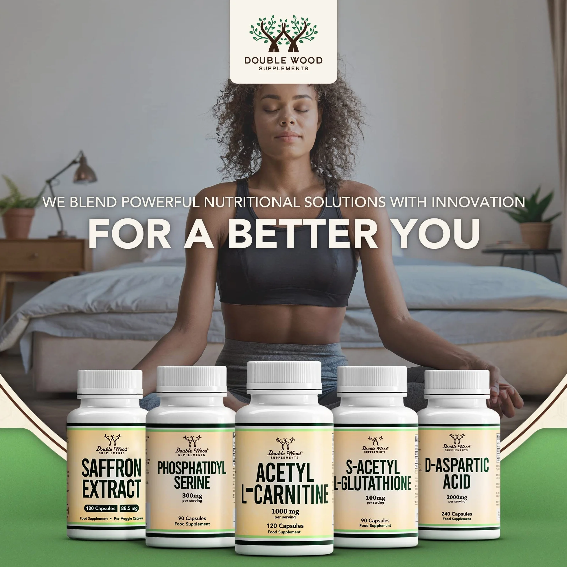 DW Acetil L-Carnitina Capsule 120 Integratori Alta Potenza 1000 mg per Dose Non-OGM senza Glutine