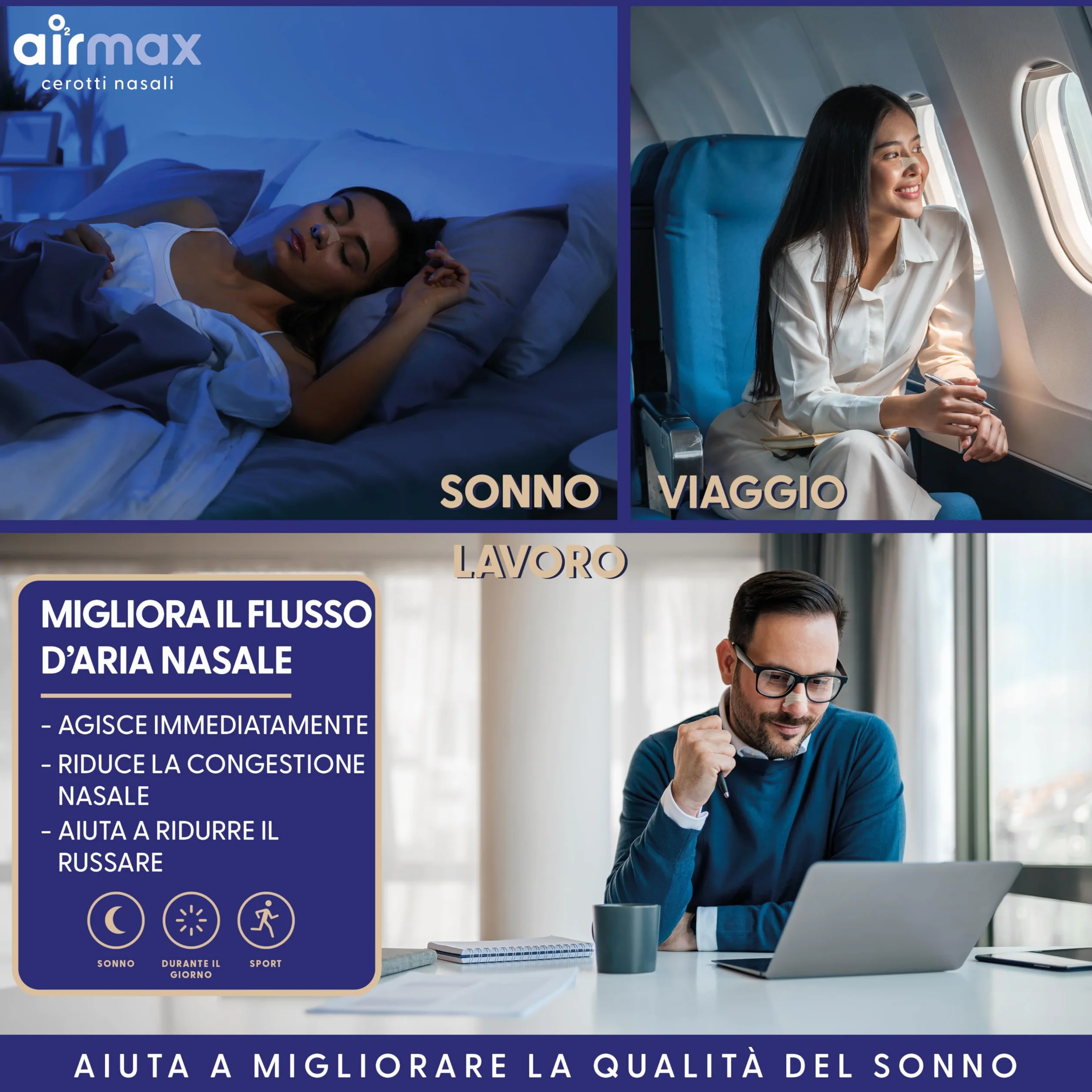 Cerotti nasali Air Max extra resistenti 30 pezzi anti russamento aumenta flusso d'aria