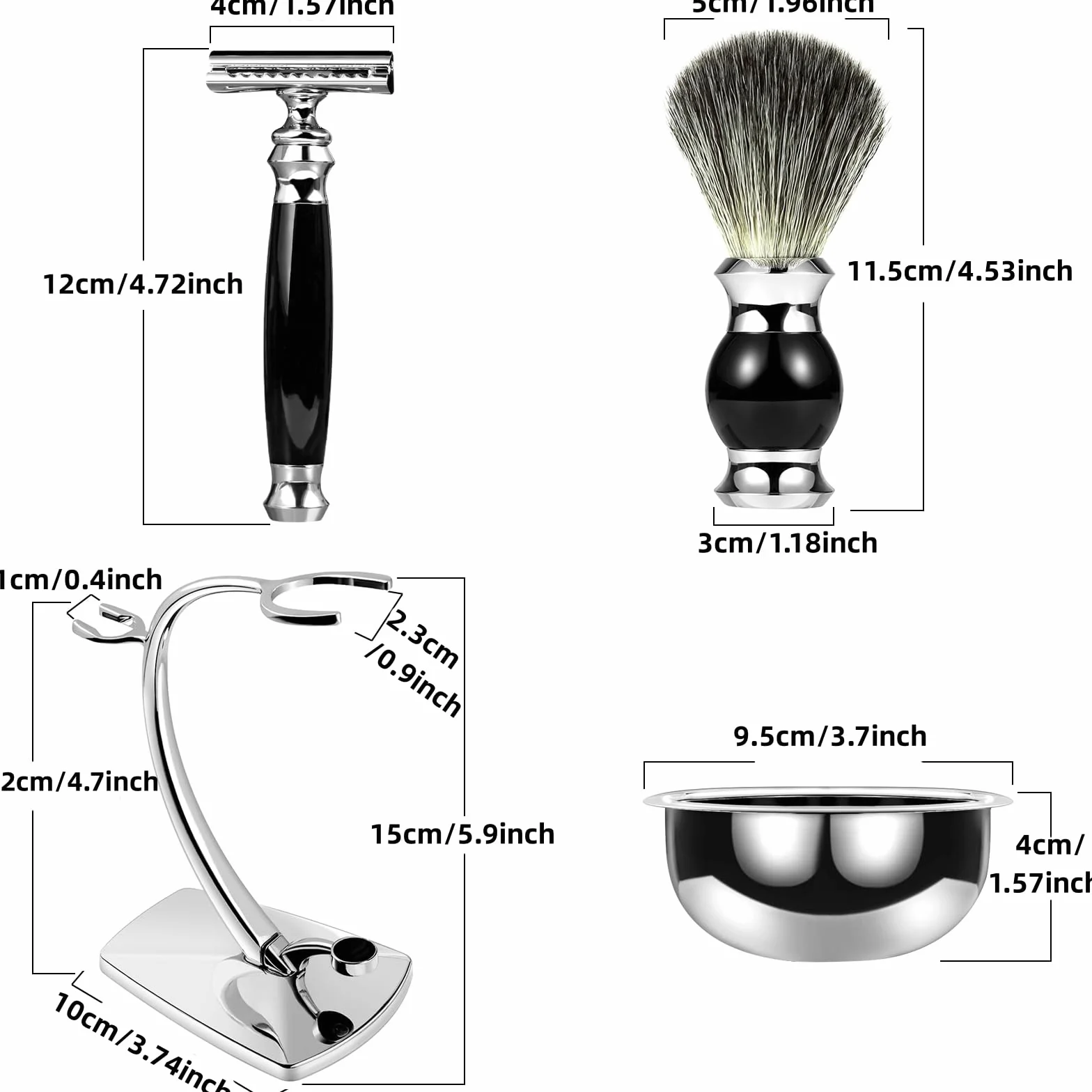 GRUTTI Set di pennelli da barba Premium con portaspazzole in tasso e portaspazzole per sapone e set da barba manuale per regalo da uomo
