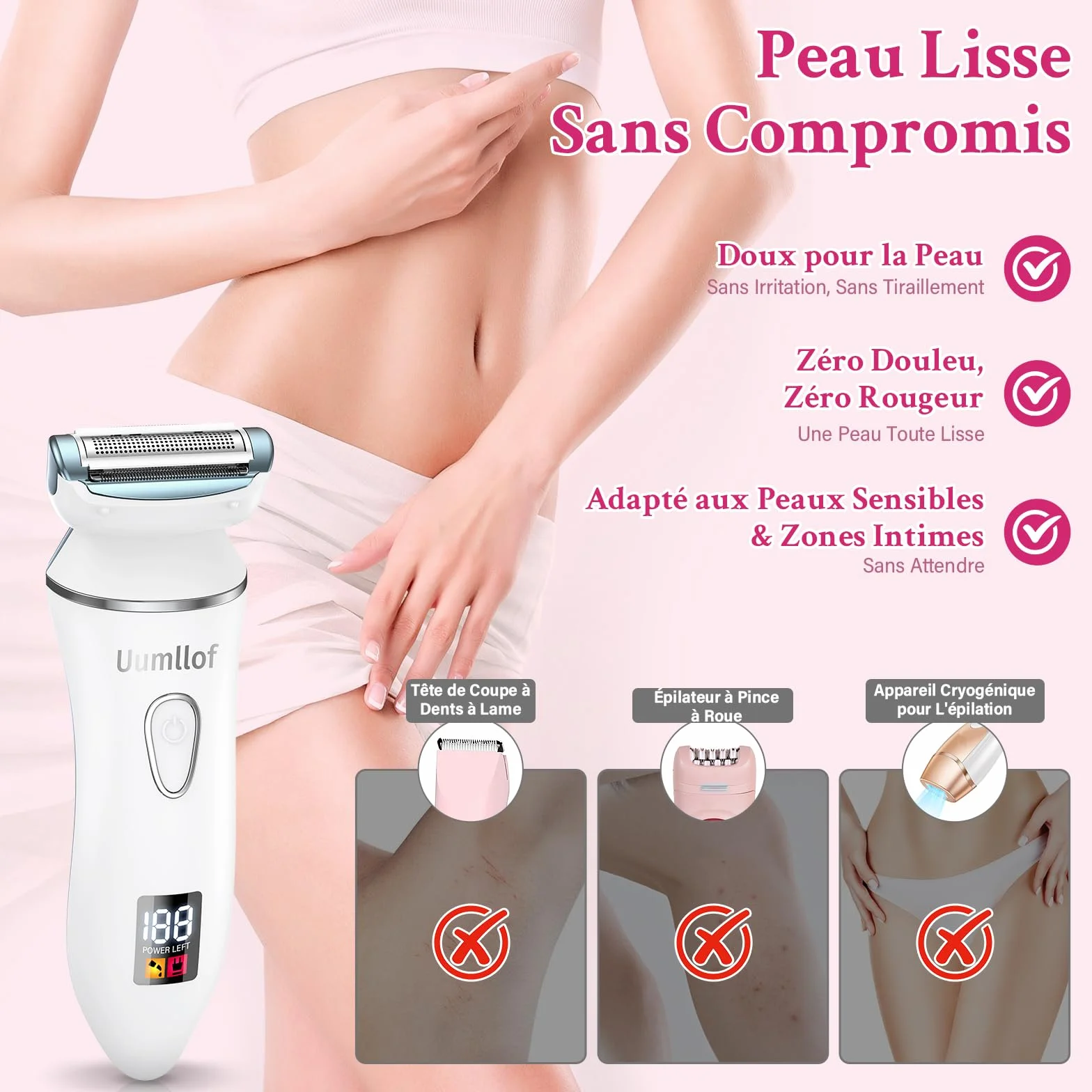 Rasoio Elettrico Donna 2 in 1, Rasoio Intimo Donna e Trimmer Bikini IPX7 Impermeabile, Trimmer Intima con Display LED per Gambe, Ascelle e Zona Intima con Custodia da Viaggio
