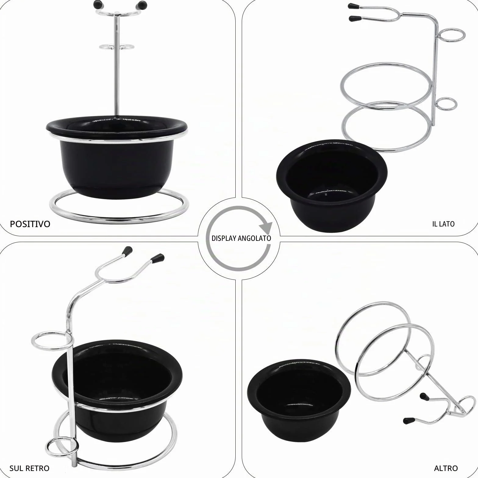 Kit di rasatura per uomo, set universale in acciaio inox con ciotola da barba, il miglior supporto per rasoio di sicurezza, per rasoi manuali, lame, pennello da barba, ciotola da barba