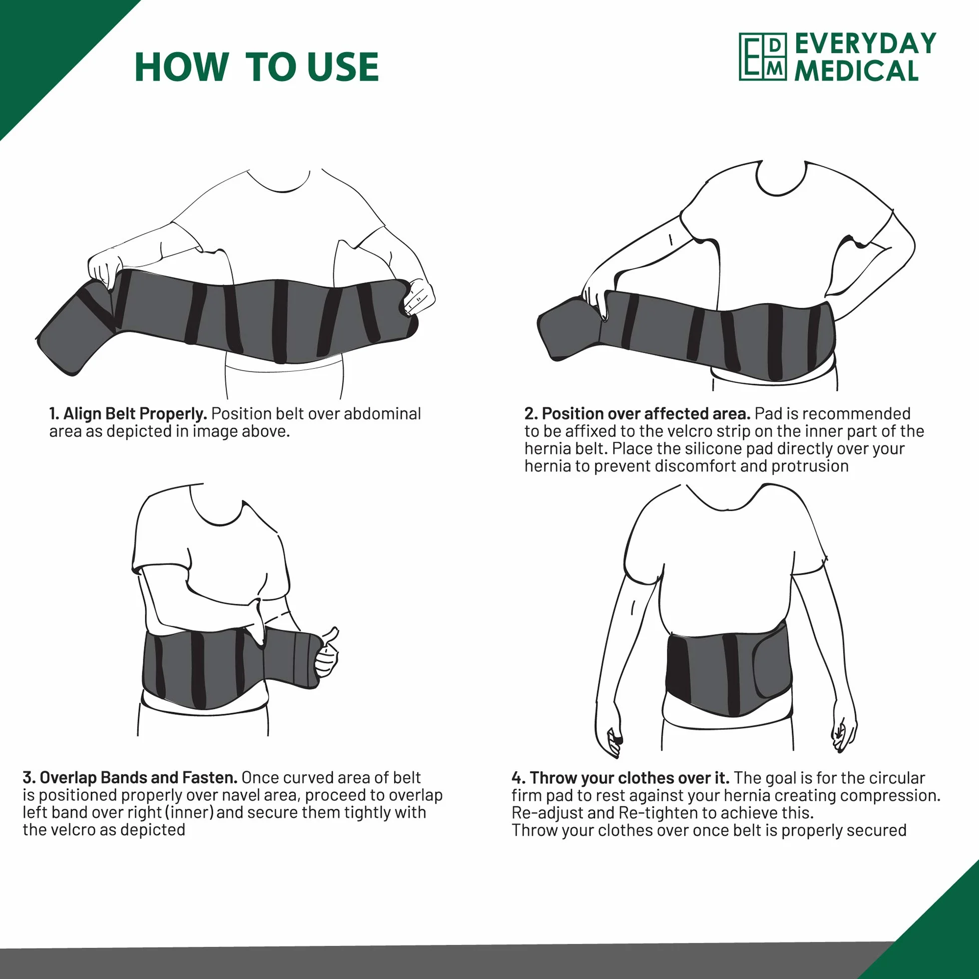 Everyday Medical Cintura Ernia Ombelicale Ergonomica Cinto Elastico Per Ernia Addominale per Donne e Uomini I Cinto per Ernia Ombelicale con Pad di Compressione per Alleviare il Dolore I L/XXL