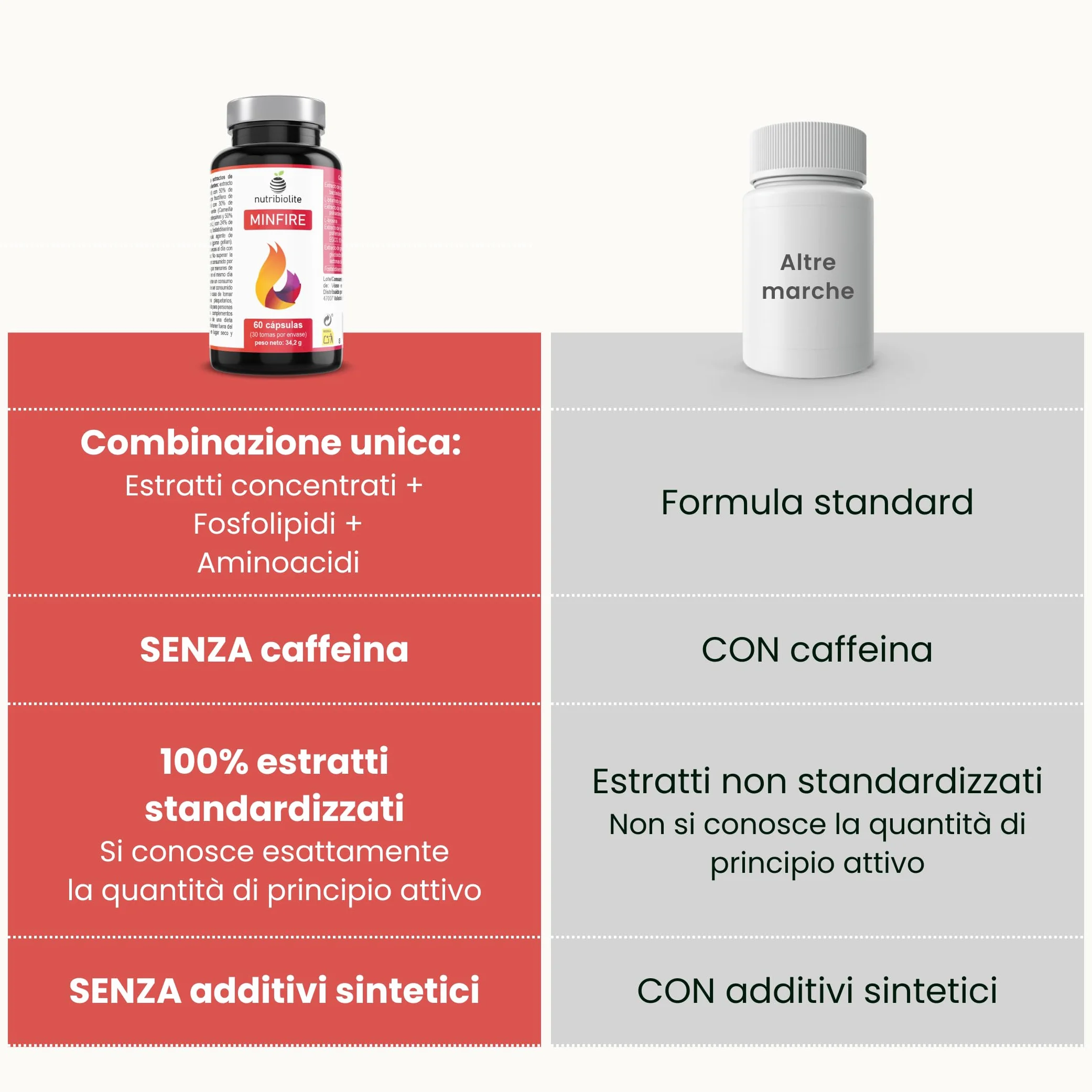 Nootropico naturale senza caffeina - Bacopa, Criniera di Leone, Colina, Ginkgo, Tè verde, Fosfatidilserina – Memoria, Concentrazione e Affaticamento Mentale - Senza additivi - Minfire Nutribiolite