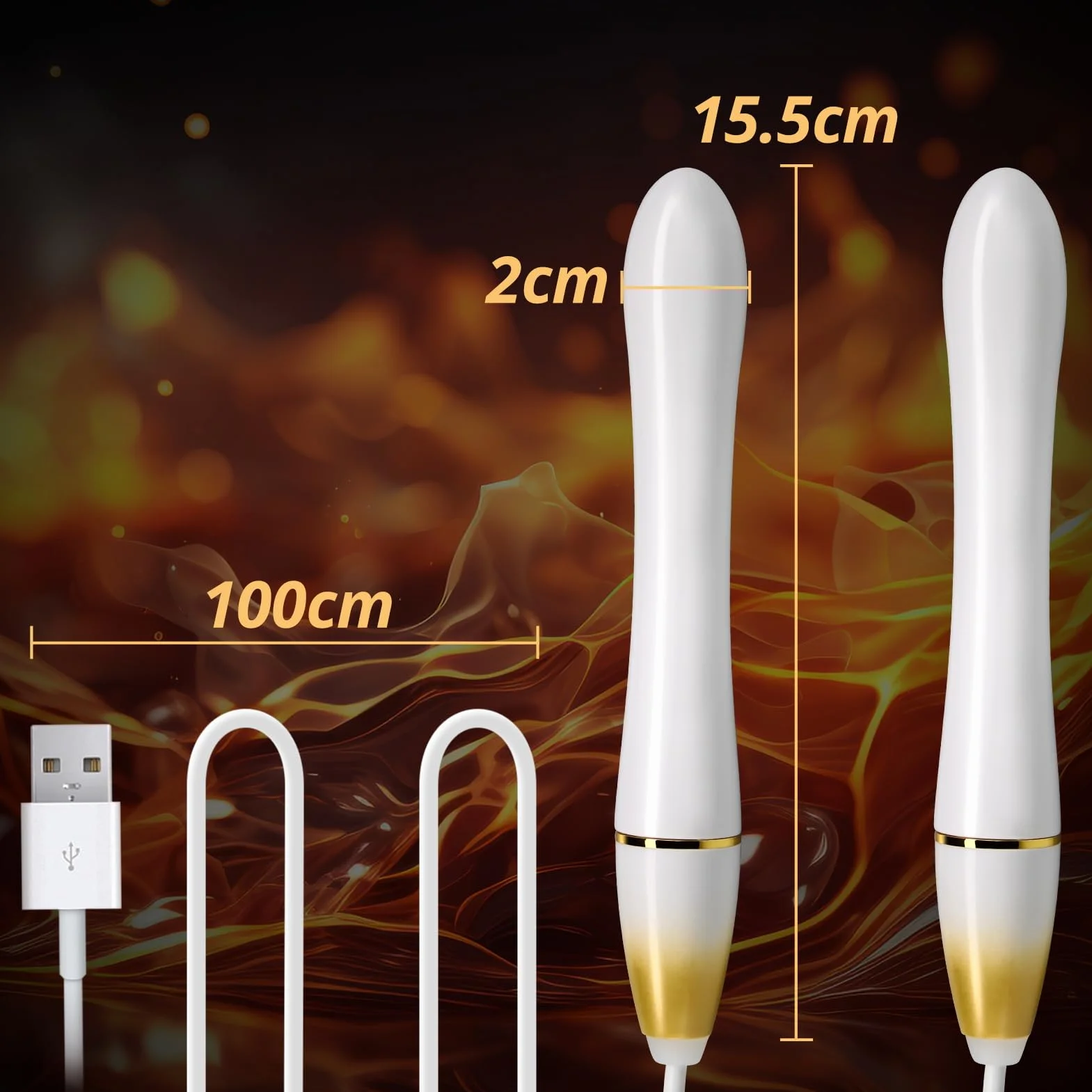 SXOVO Doppia Asta Riscaldante per Masturbatore Uomo Bastone Riscaldante per Vagina e Tunnel Anale Bastone Riscaldante USB a Temperatura Costante da 42°C Toys Sessuali per Uomini (Bianco)