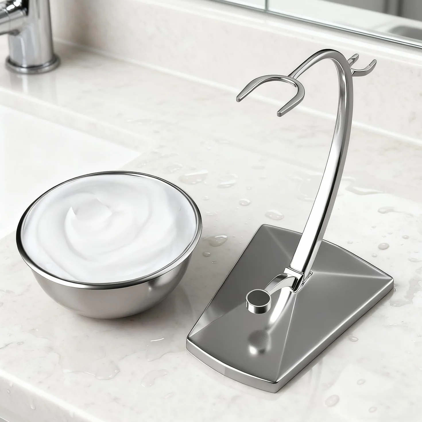 GRUTTI Set di Rasatura 2 in 1 per Uomini - Supporto Magnetico + Ciotola in Acciaio Inox, Compatibile con Rasoi Manuali (Senza Spazzola)