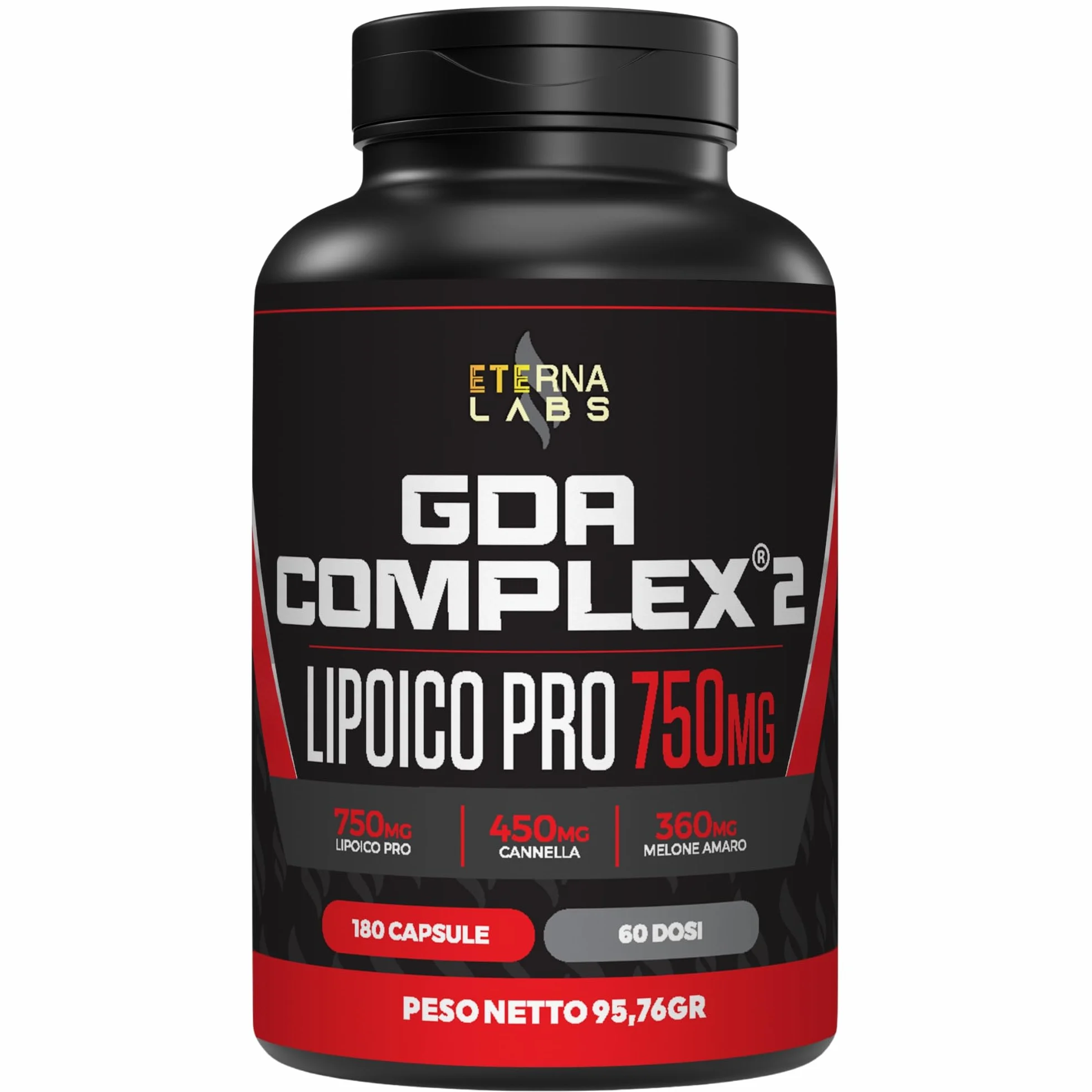 Acido Alfa Lipoico GDA Complex 180 Capsule 750mg/dose con Cannella e Melone Amaro - Integratore ALA per Metabolismo Energetico