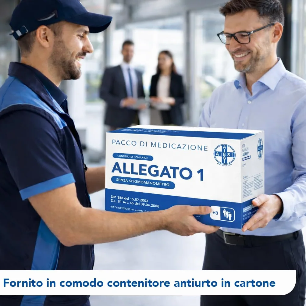AIESI kit reintegro ALLEGATO 1 cassetta pronto soccorso aziende 3 dipendenti DM388 DL81 Made Italy