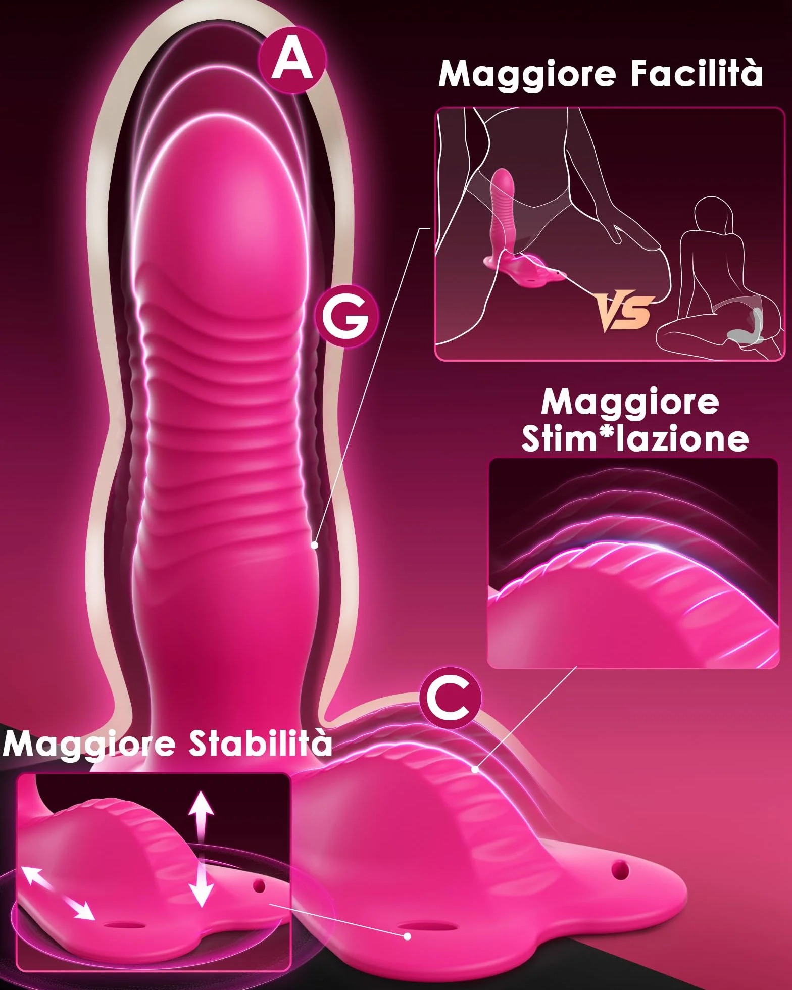 Vibratore A Mani Libere Da Cavalcata Sex Toys Donna Punto G Squirting 10x10 Spinta Vibrazione Modalità Giochi Erotiic Indossabile Palline Anali
