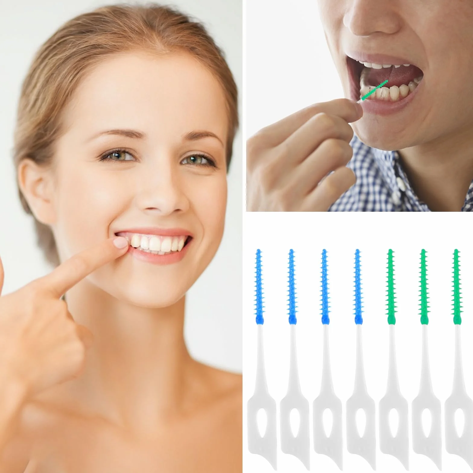 Scovolini dentali 200 Pezzi Scovolino Interdentale Silicone con Scatola Igiene Dentale