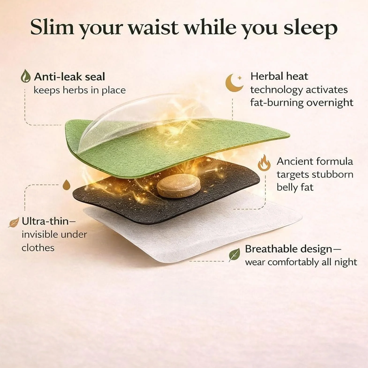 Abdominal Comfort Patches - Stick On Belly Patch for Relaxation and Relief | Infused Material with Gentle Adhesive, Flexible Portable Design, Self Care Patch for Home or Travel