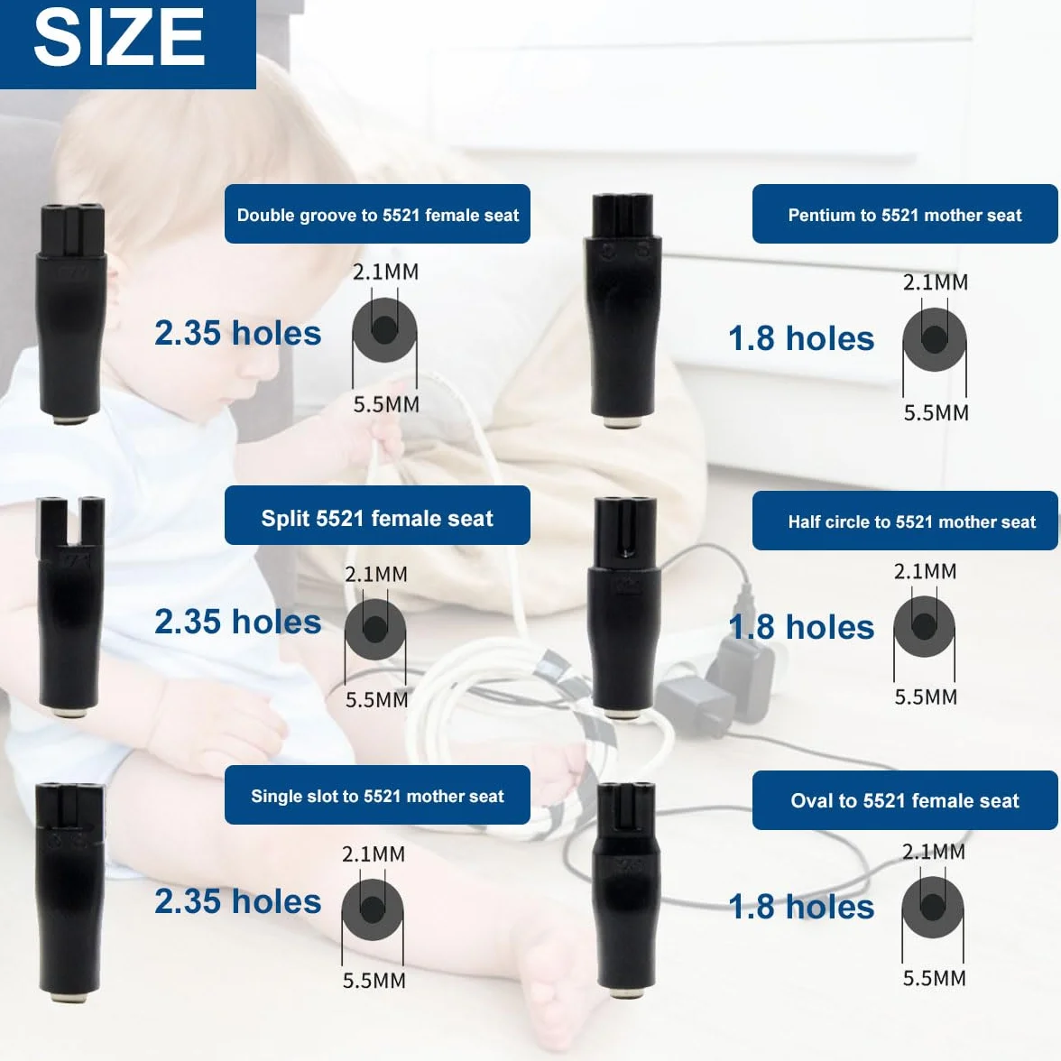 Cavo Caricabatterie USB Universale per Rasoio con 6 Adattatori 5V