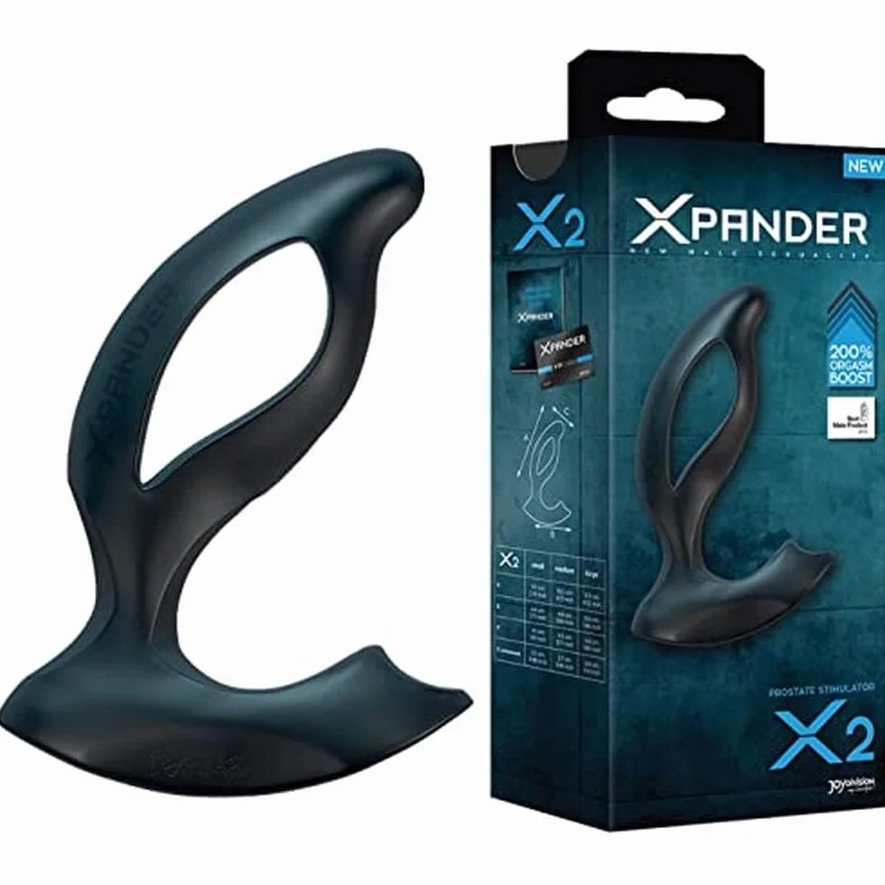 JOYDIVISION XPANDER X2, S, Nero, Perfetto equilibrio per la stimolazione della prostata, anale e del perineo – Utilizzo senza mani, Silikomed medico