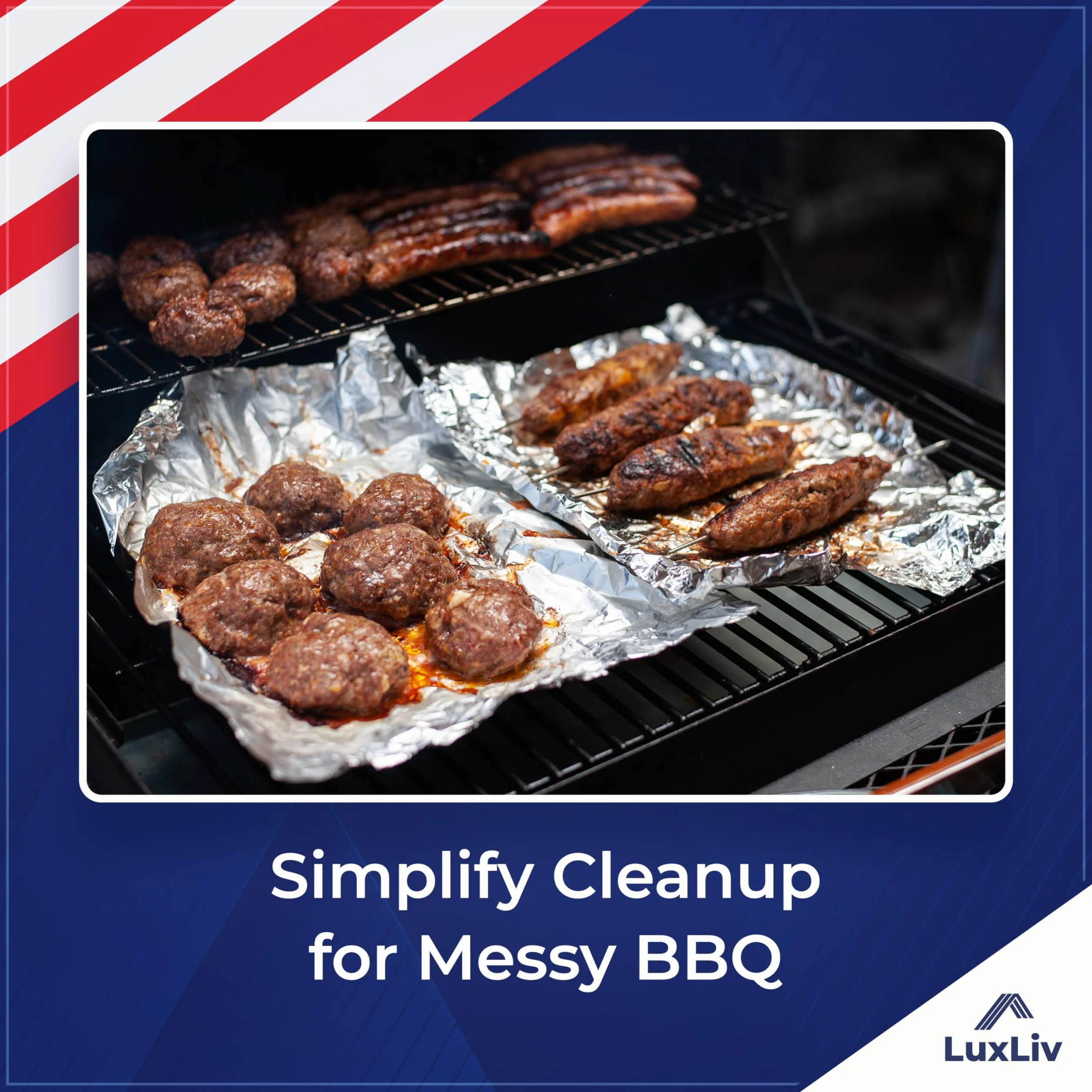 LuxLiv® Rullo di Carta Alluminio Pesante per BBQ 12 pollici x 150 piedi Grado Extra Spesso Resistente