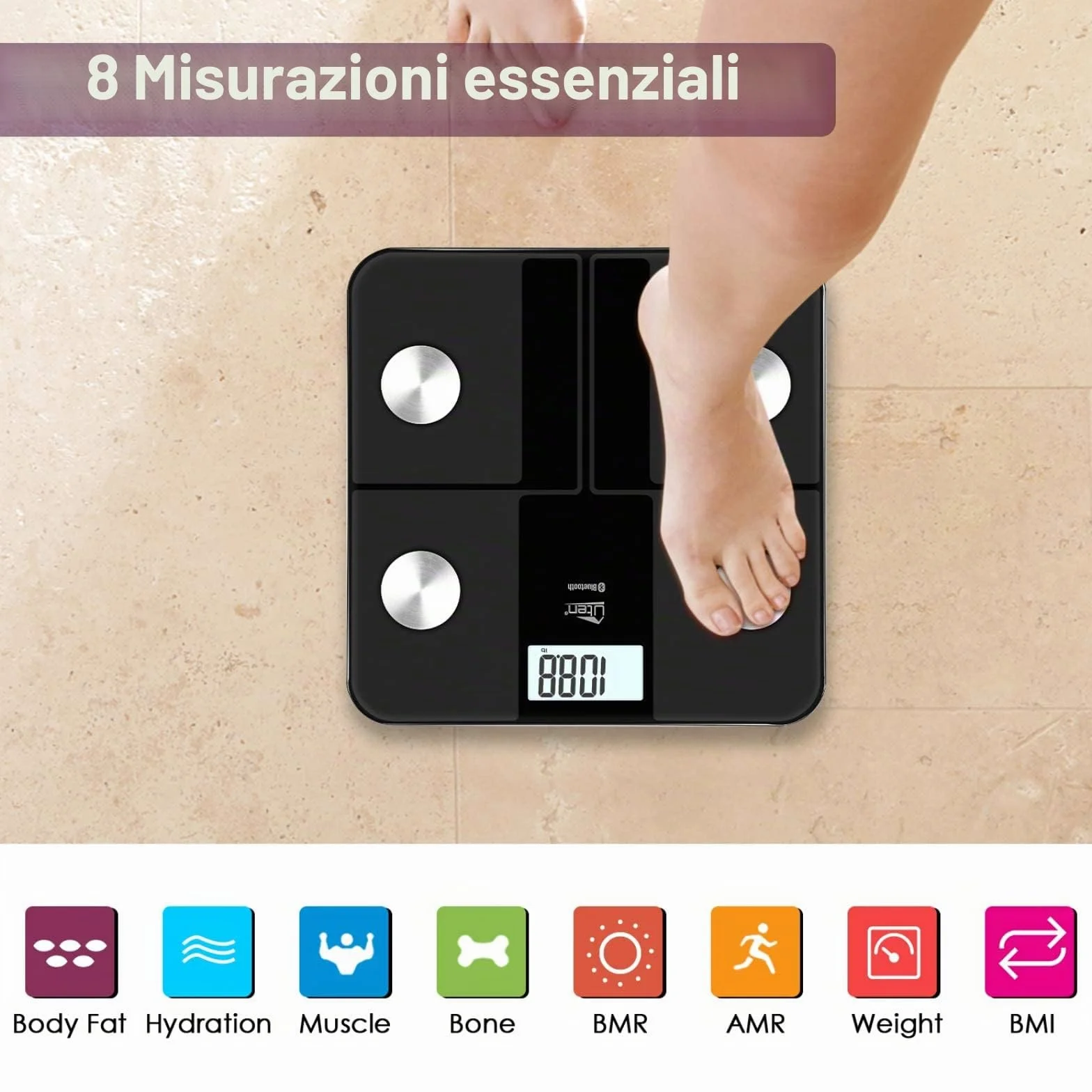 Uten Ricarica USB Bilancia Digitale Bluetooth Pesapersone Professionale iOS Android Grasso Corporeo Massa Muscolare Metabolismo Basale Massa Ossea