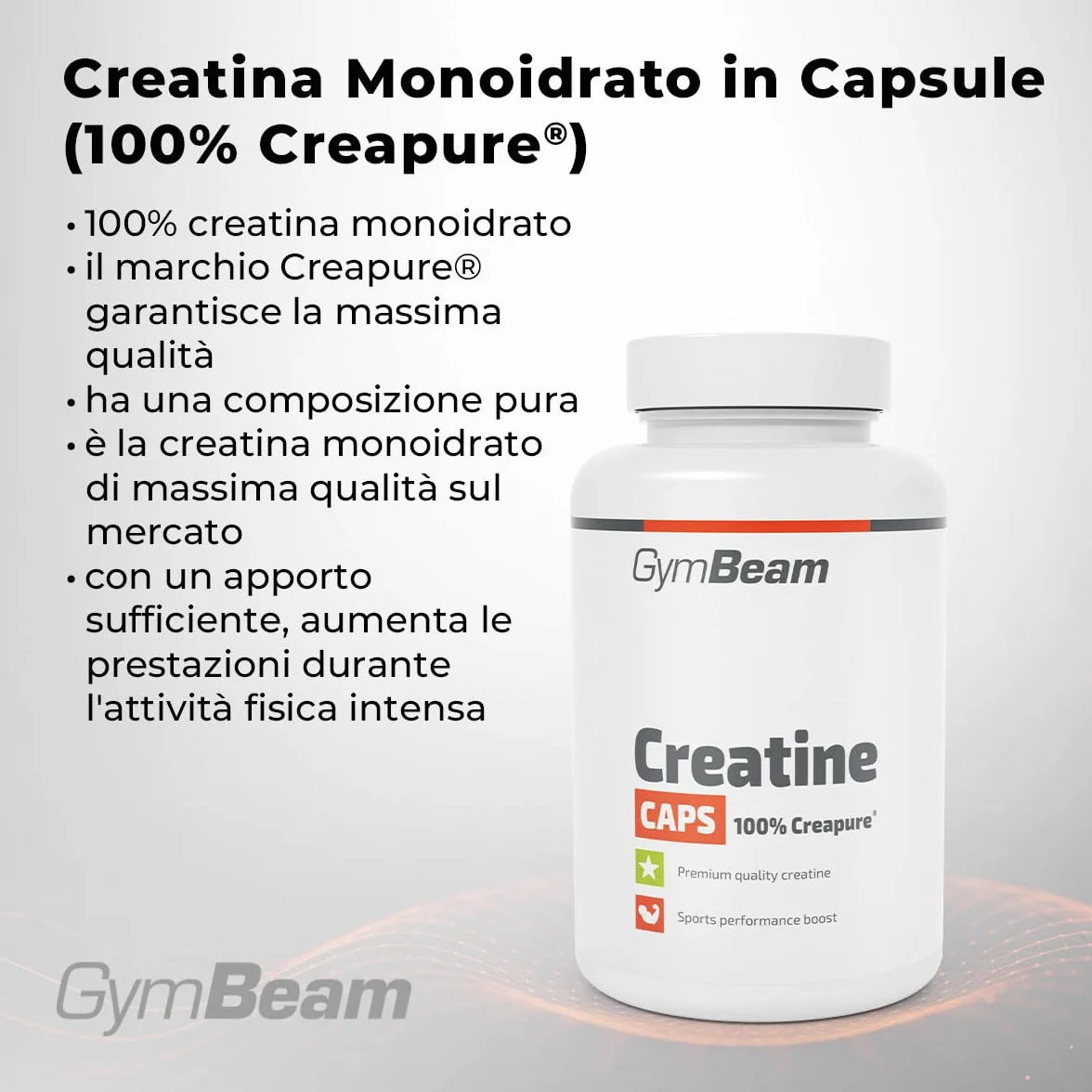 GymBeam Creatina Monoidrato Capsule Creapure® per prestazioni fisiche atleti resistenza sport squadra