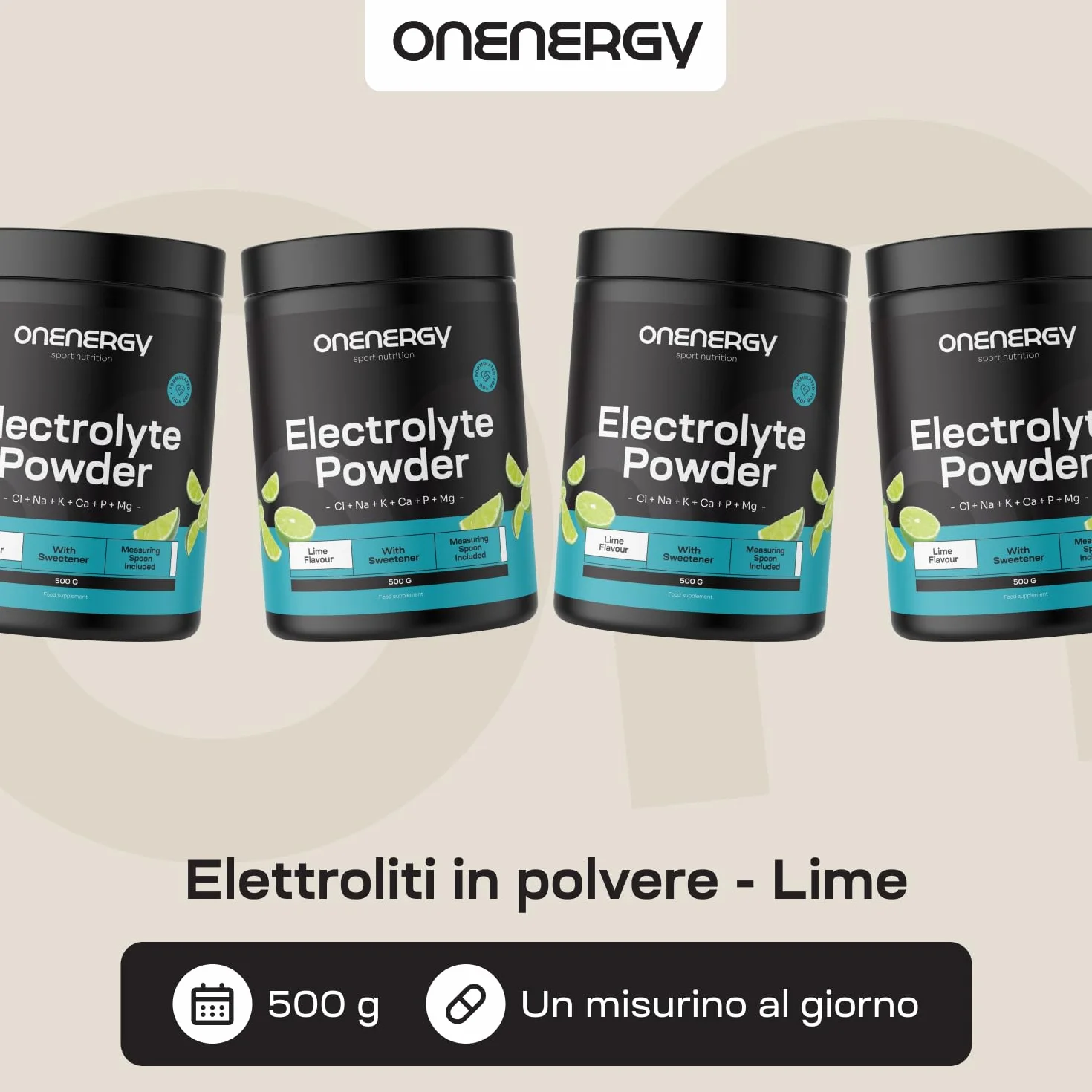 Elettroliti a Praga - Lime - 500 g - 142 dosi - Mix di 6 Minerali - Idratazione - Supporto Muscolare e Nervoso - Con Cucchiaio di Misura - Per Quasi 5 Mesi