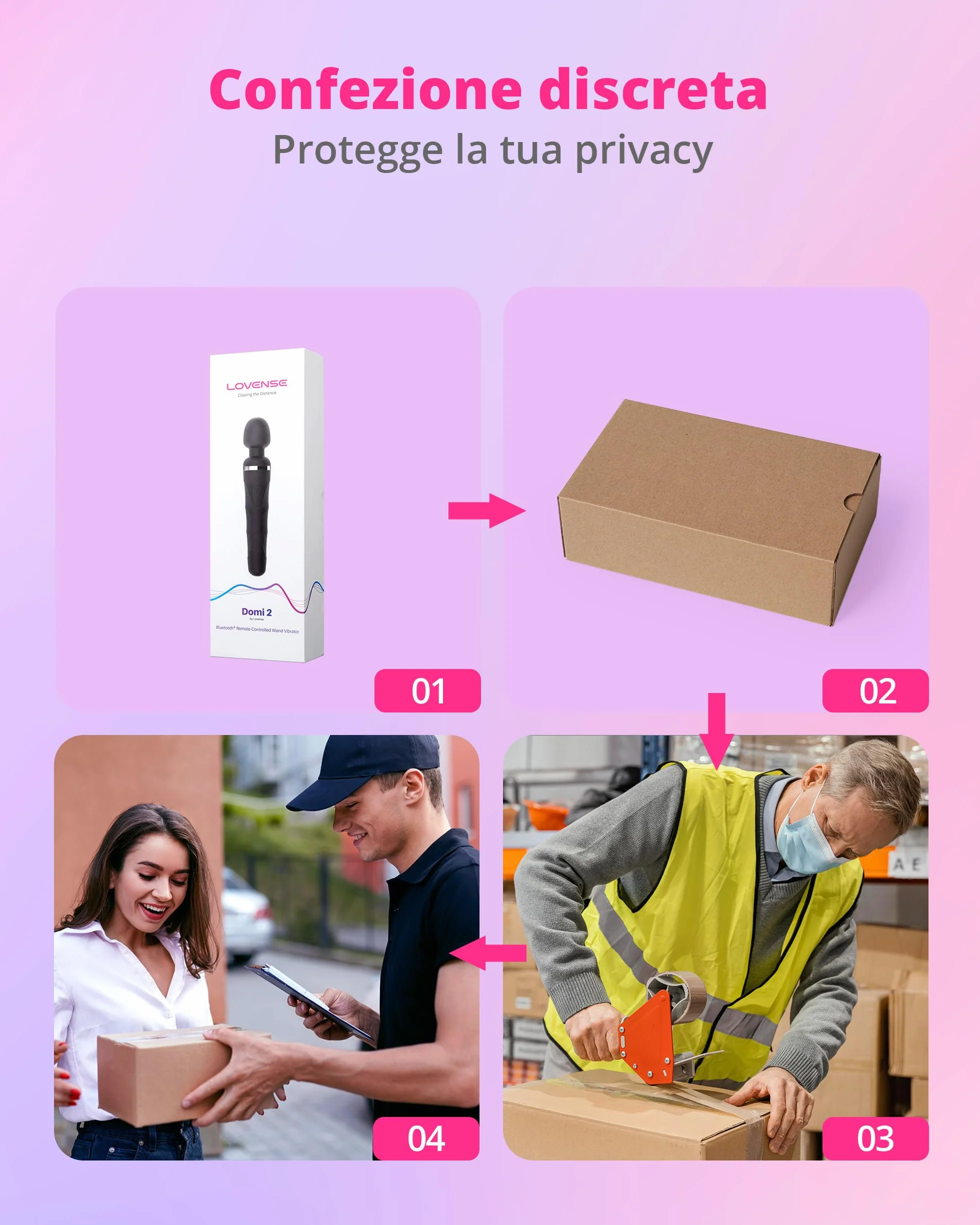 LOVENSE Domi 2 Vibratore a Distanza per Donna con APP Bluetooth, Massaggiatore a Bacchetta Ricaricabile, Vibrazione Personalizzabile per Coppie