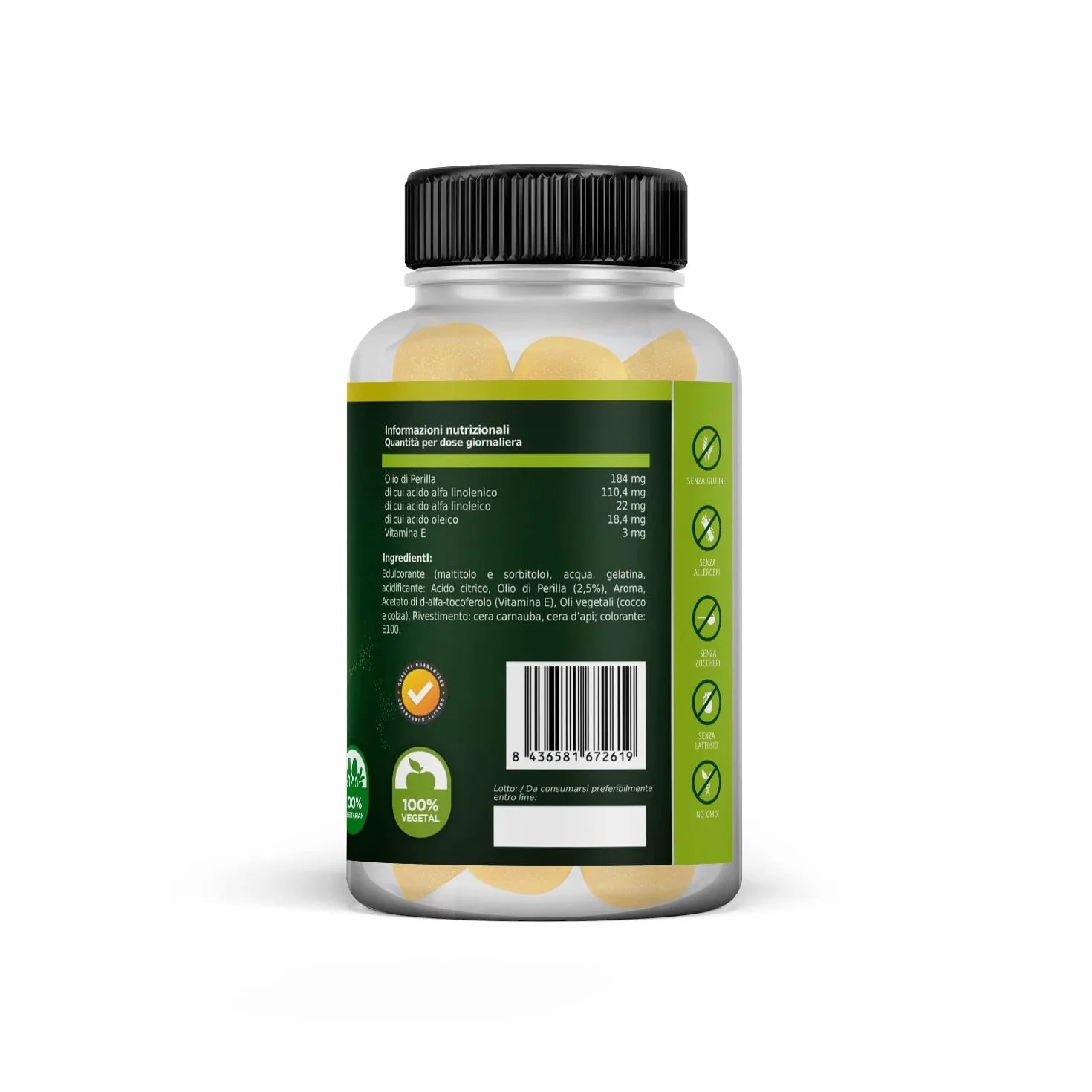 Healthy Fusion Omega Plus Olio di Perilla Vitamina E Acidi grassi Omega 3-6-9 40 gummies
