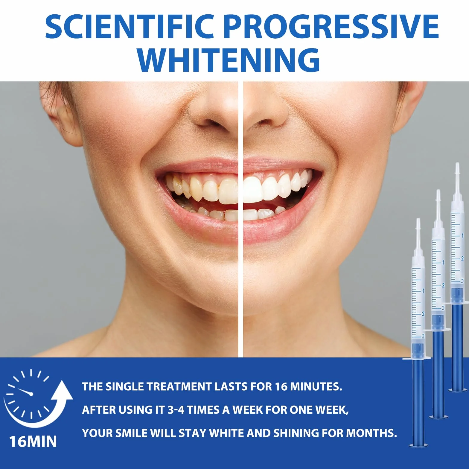 Kit Sbiancante Denti Professionale 10 pcs Gel Sbiancante Rapido Sbiancamento Denti a Casa