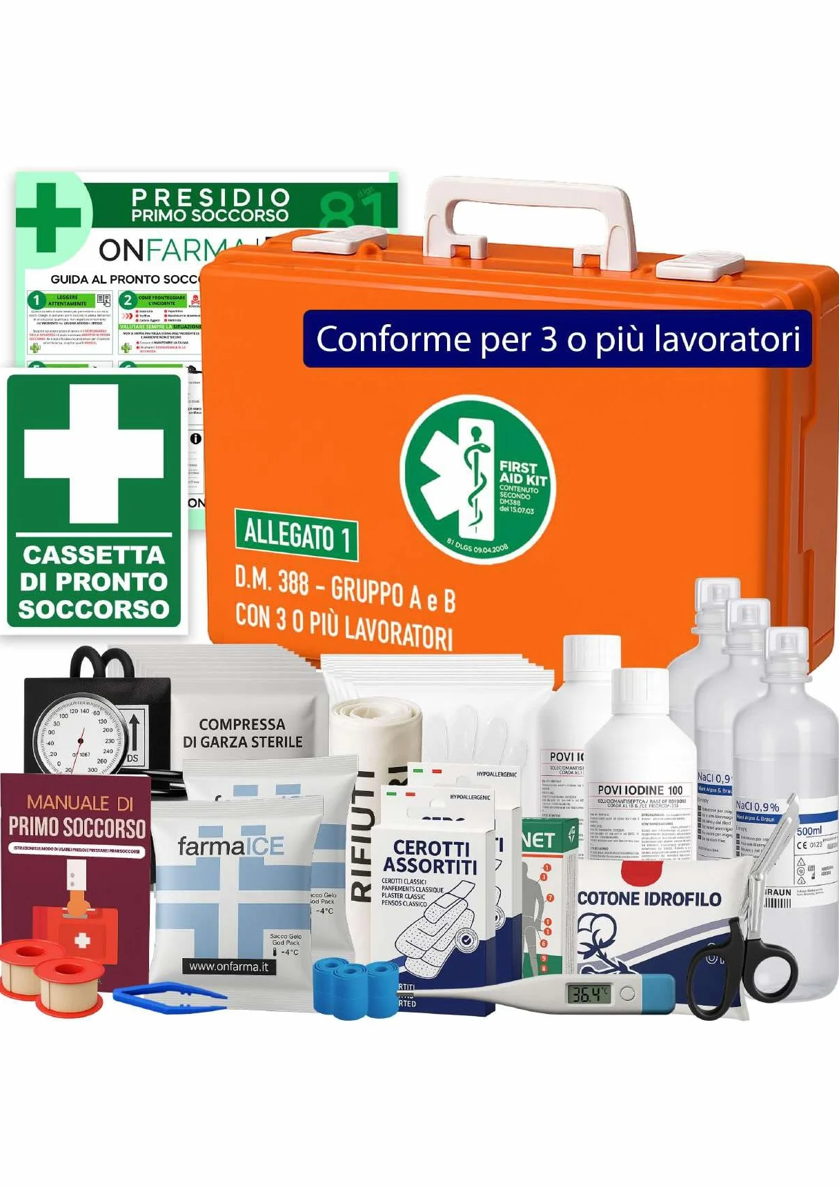 CASSETTA PRONTO SOCCORSO KIT MEDICAZIONE DM 388 AB per aziende