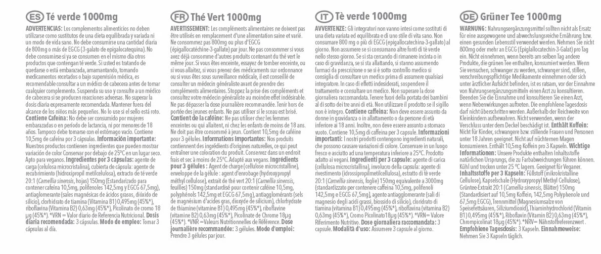 Estratto Di Tè Verde 3.000mg | Con Aggiunta Di Tiamina, Riboflavina E Cromo | Sostiene L'energia, Il Metabolismo E La Difesa Antiossidante | Adatto Ai Vegani | 120 Capsule = 40 Giorni Di Fornitura