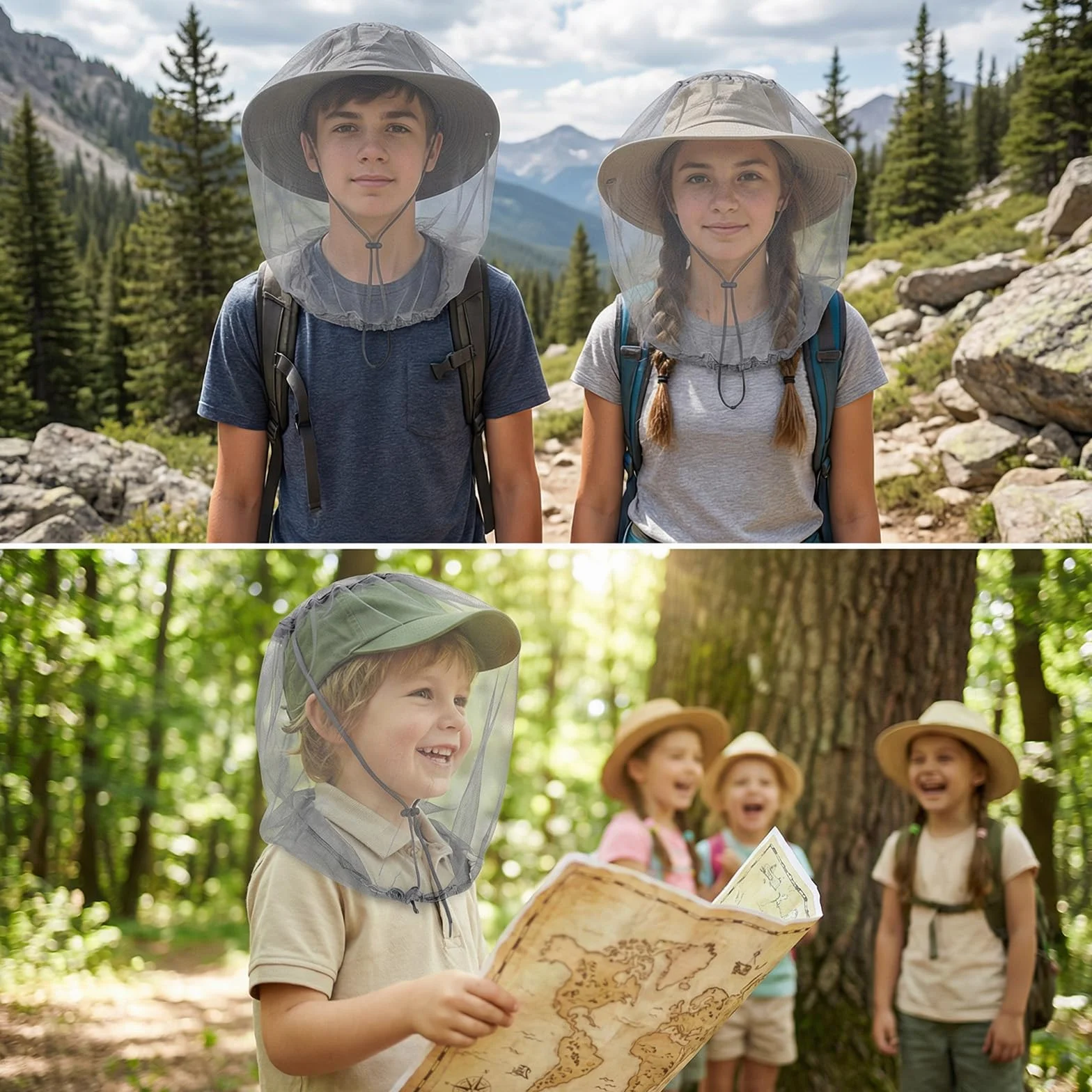 Cappello con Zanzariera 2 PCS Protezione Insetti Zanzare Copricapo Rete Leggero Traspirante per Camping Pesca Alpinismo Grigio