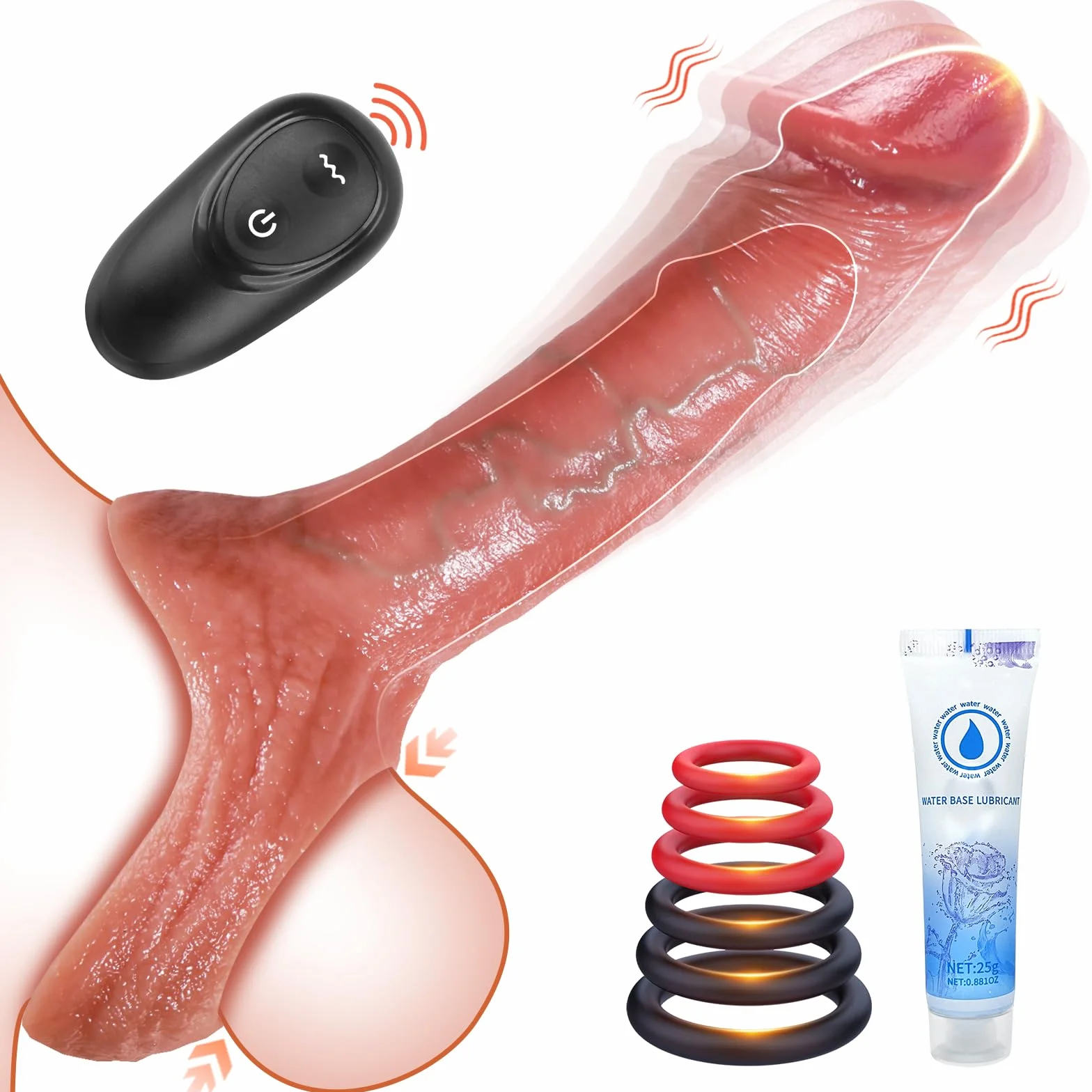Sex Toys Coppie Guaina Pene Vibratore-2,6''Masturbtore per Uomini Prolunghe per il Pene Ritardare L'eiaculazione Precoce e Aumenta la Potenza per L'erezione,Sex toy con Anello Vibrante per il Pene