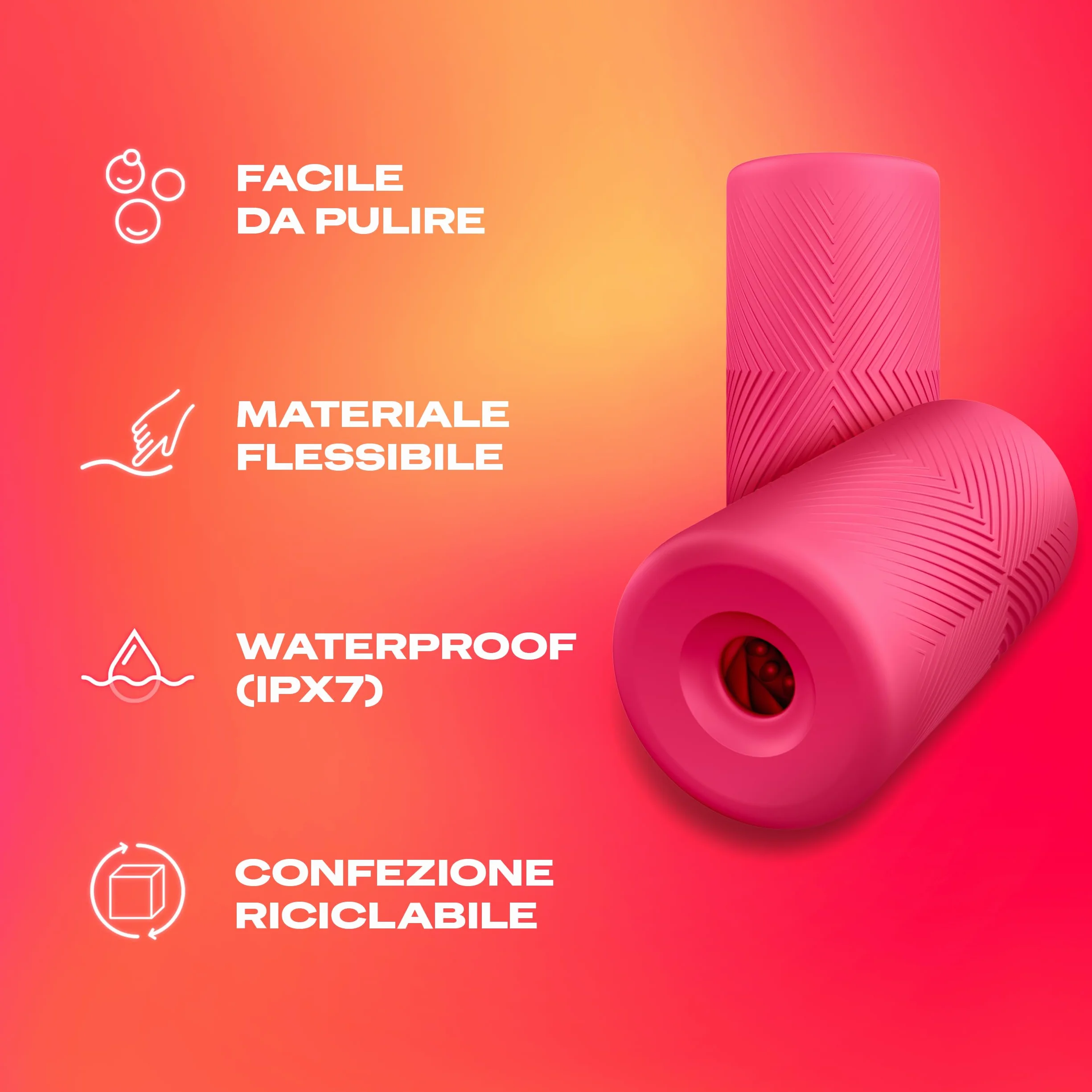 Durex Masturbatore Uomo, Sex Toy in Silicone Morbido con Nervature, Flessibile e Waterproof, Facile da Pulire