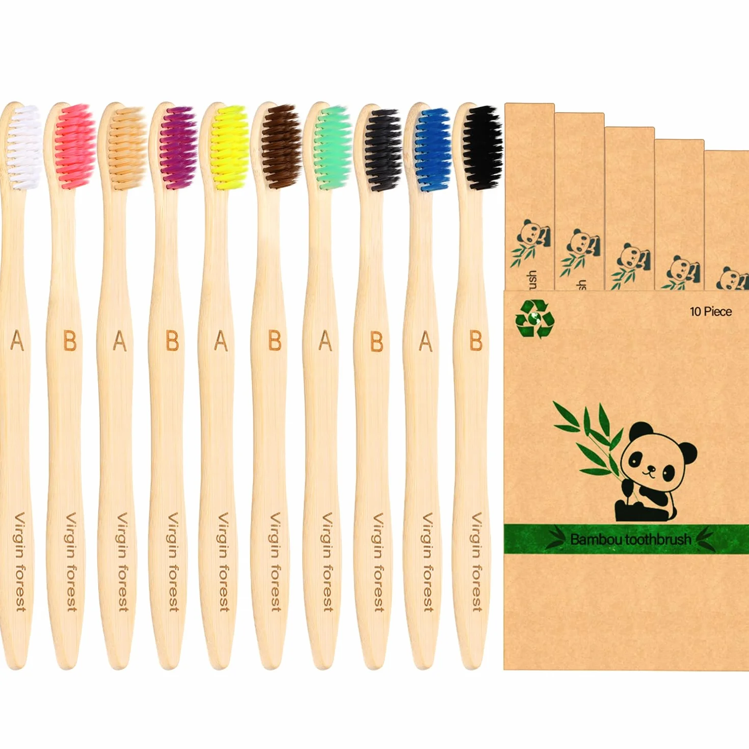 Spazzolino Bamboo Biodegradabile 10 Colori Setole Carbone Morbide Senza BPA