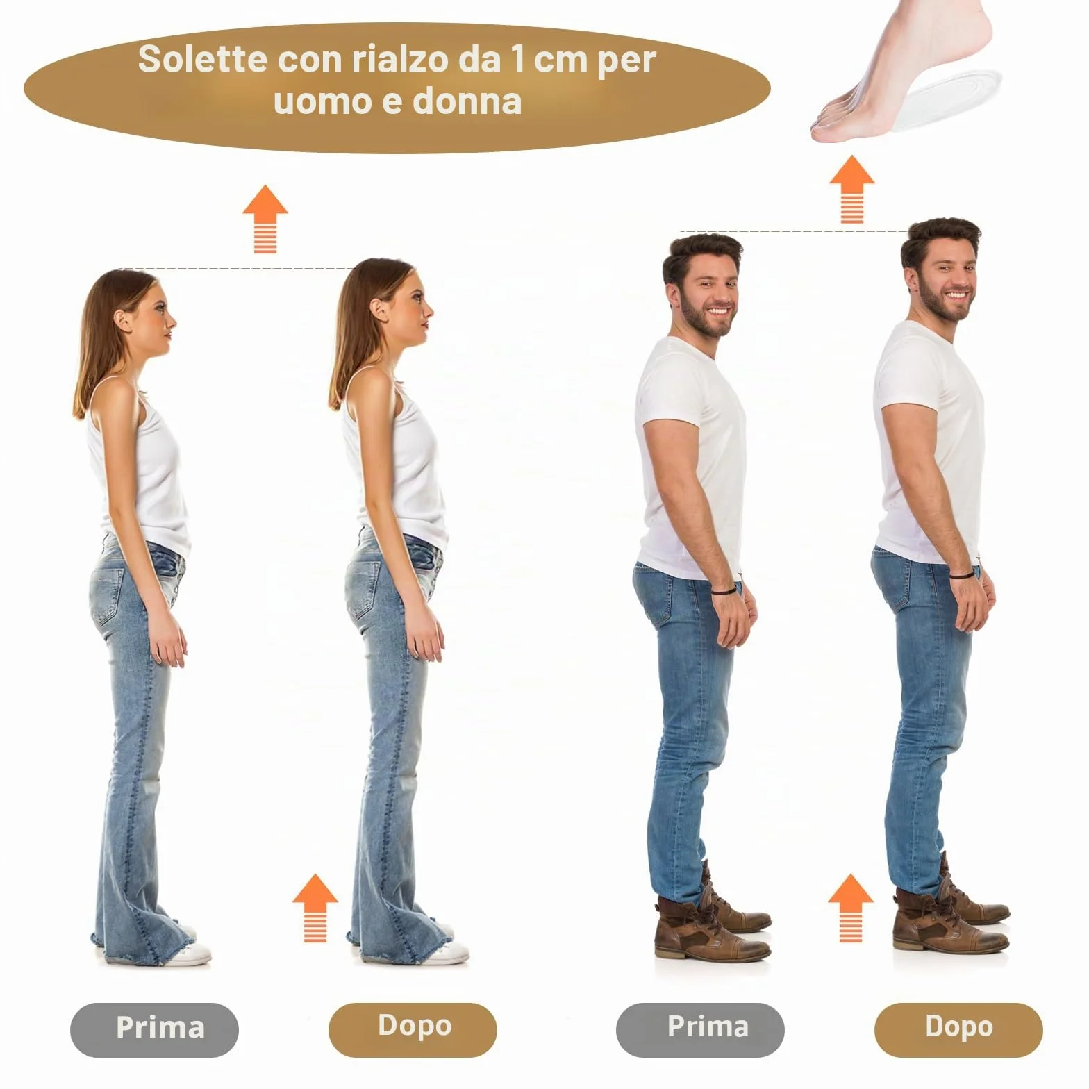 6 Pezzi Altezza Aumentando Tallone Solette, 1cm Rialzo Tallone per Scarpe, Solette Rialzate Uomo Donna, Talloniera in Gel di Silicone di Altezza Solette (1 cm)