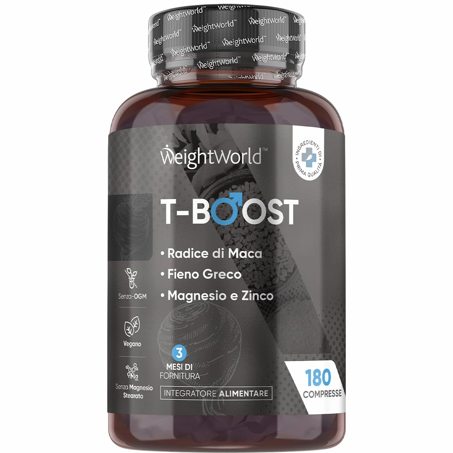 T Boost Complex Vegano, 180 Compresse, 3 Mesi, Integratore Maca Uomo, Zinco, Selenio, Vitamina B5, Magnesio, Lo Zinco Contribuisce al Mantenimento di Normali Livelli di Testosterone nel Sangue (EFSA)
