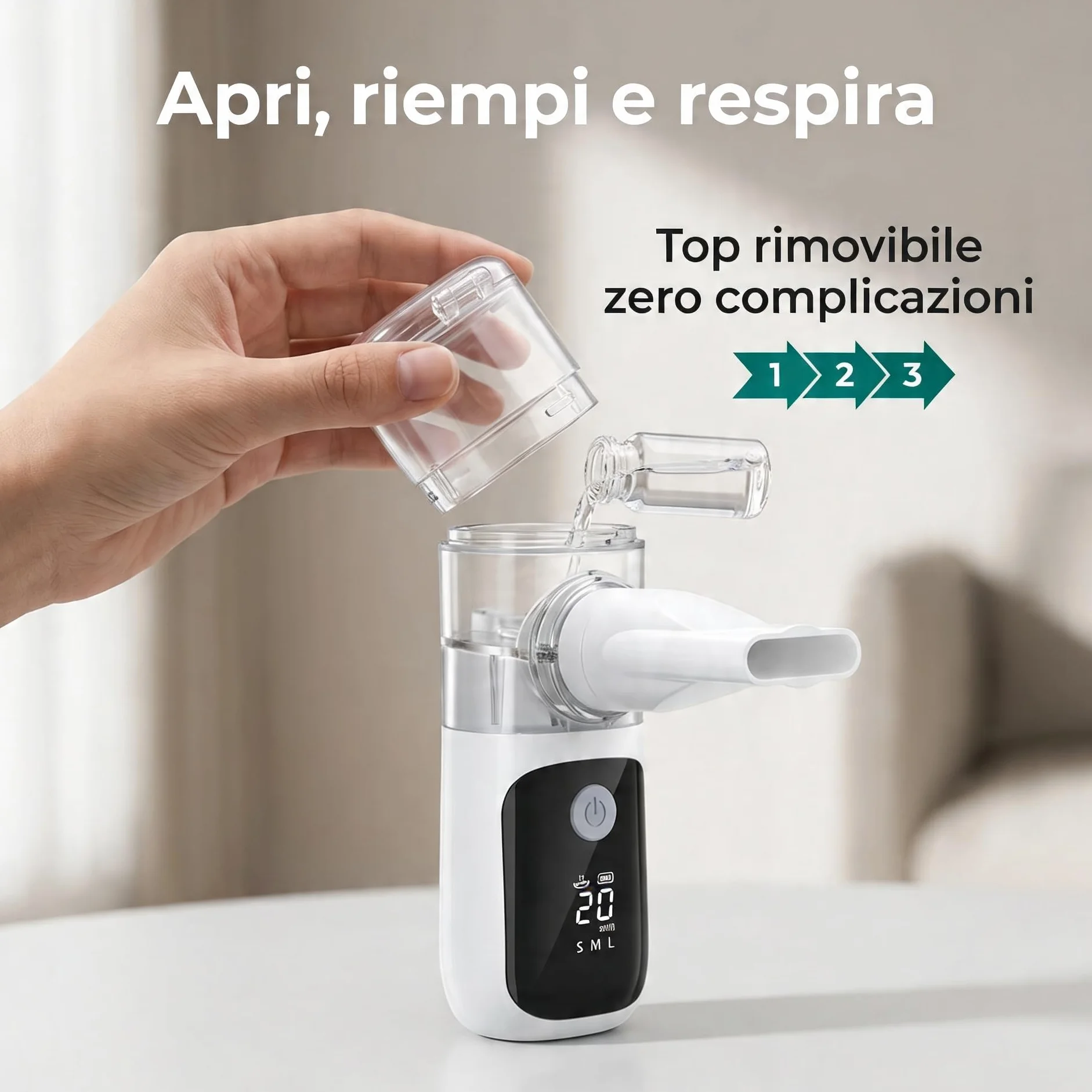 Aerosol Portatile Silenzioso USB-C con Batteria Ricaricabile per Adulti e Bambini