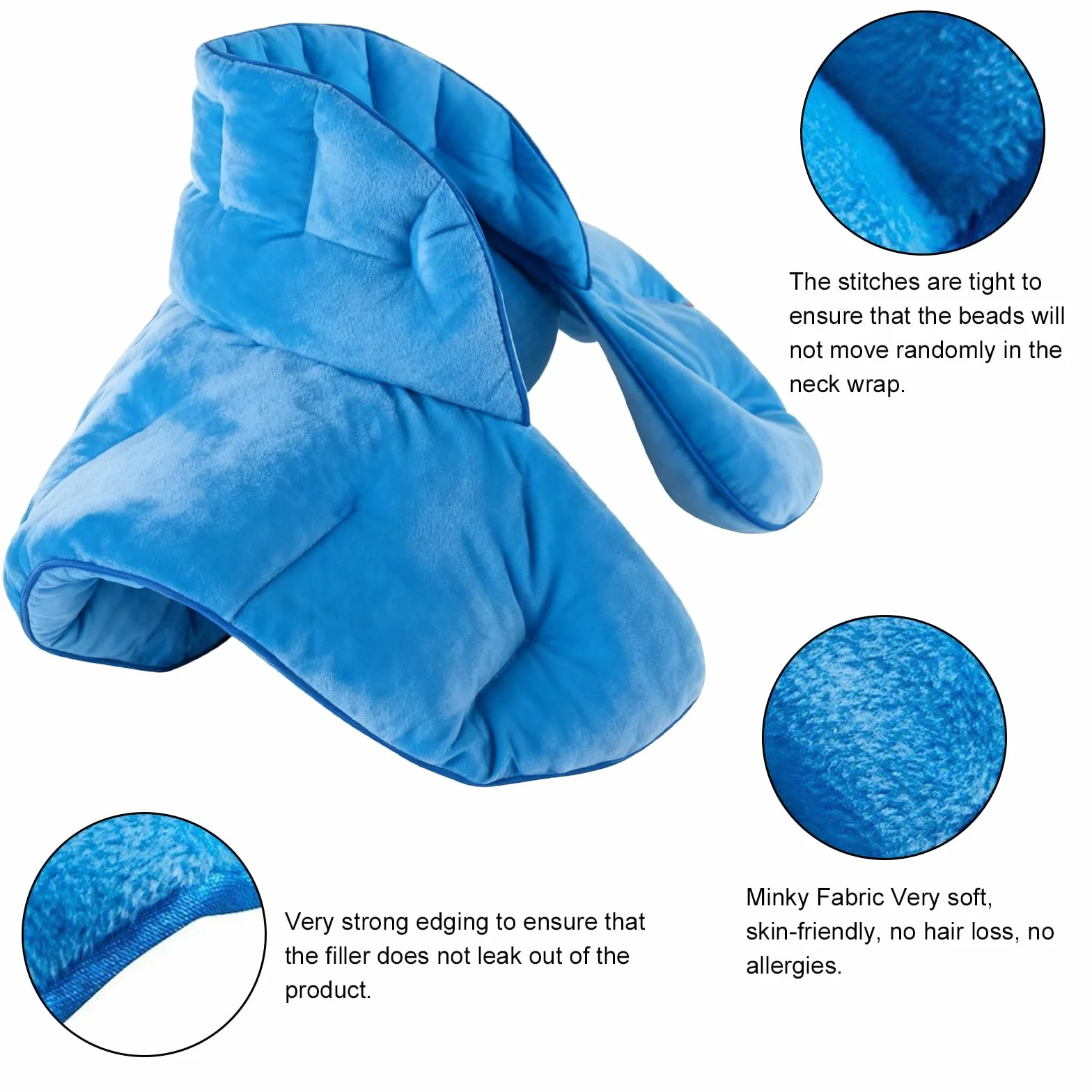 Cuscino termico per collo, spalle, grandi grani con lavanda, forno a microonde, scaldacollo, cuscino di semi di lino, semi di lino, calore umido, aromaterapia per spargimento (blu)
