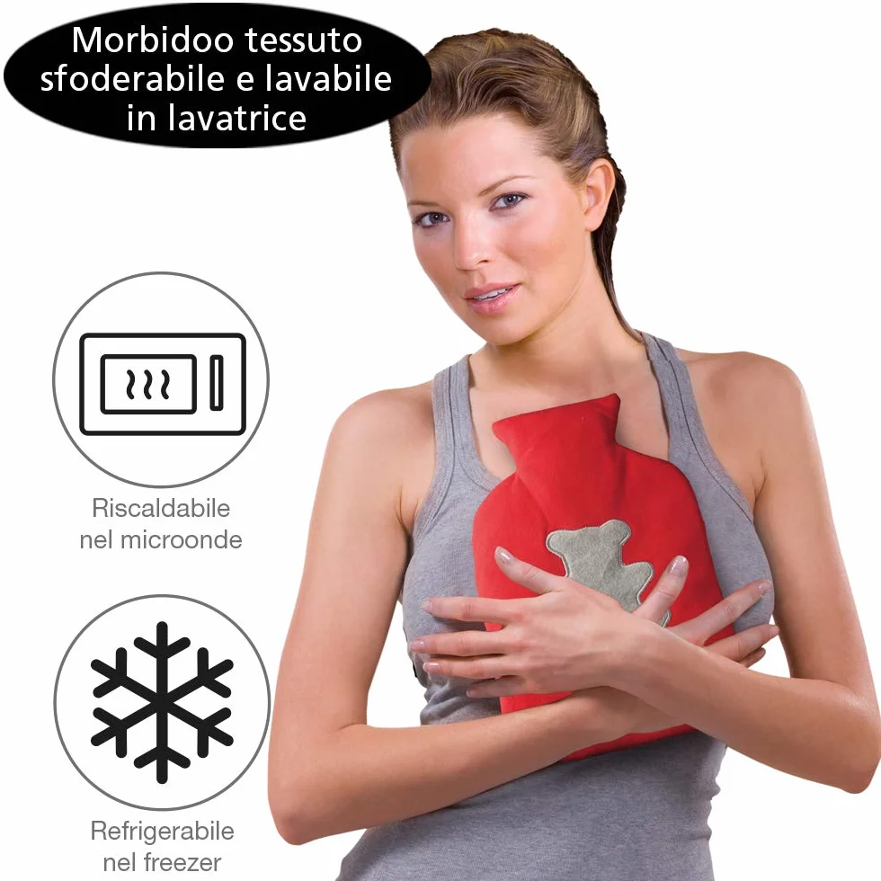 MACOM, Boule No Water in Morbido Tessuto, Riscaldabile nel Microonde e Refrigerabile nel Freezer, Rosso/Grigio, Enjoy & Relax 922