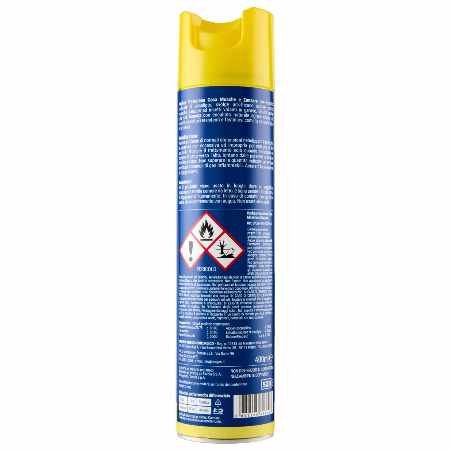 Orphea Spray contro Mosche, Zanzare e Cimici 400 ml