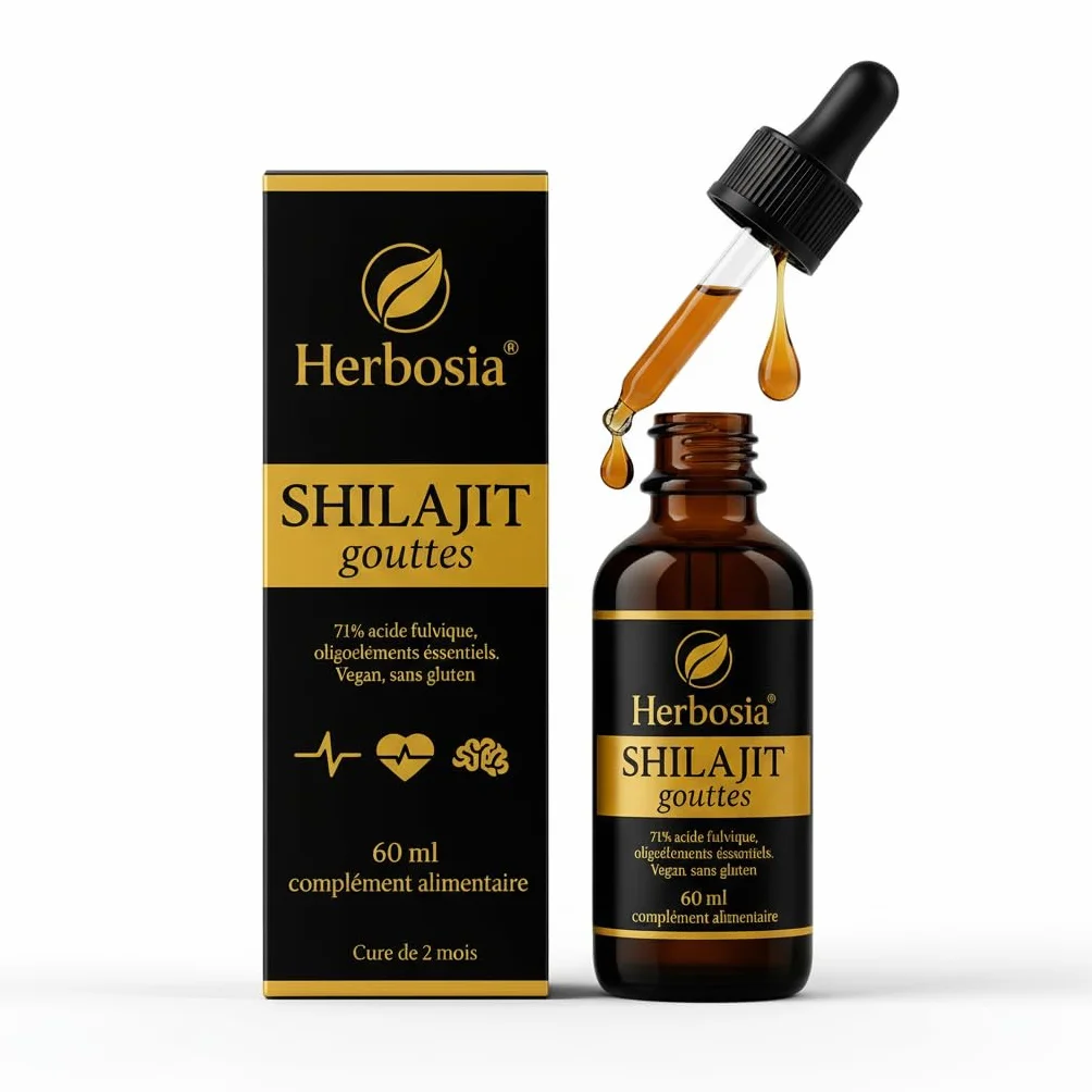 Shilajit Gocce 60 ml – Integratore alimentare liquido, resina Himalayana 100% pura, ricca di acidi fulvici, vitalità ed energia naturale