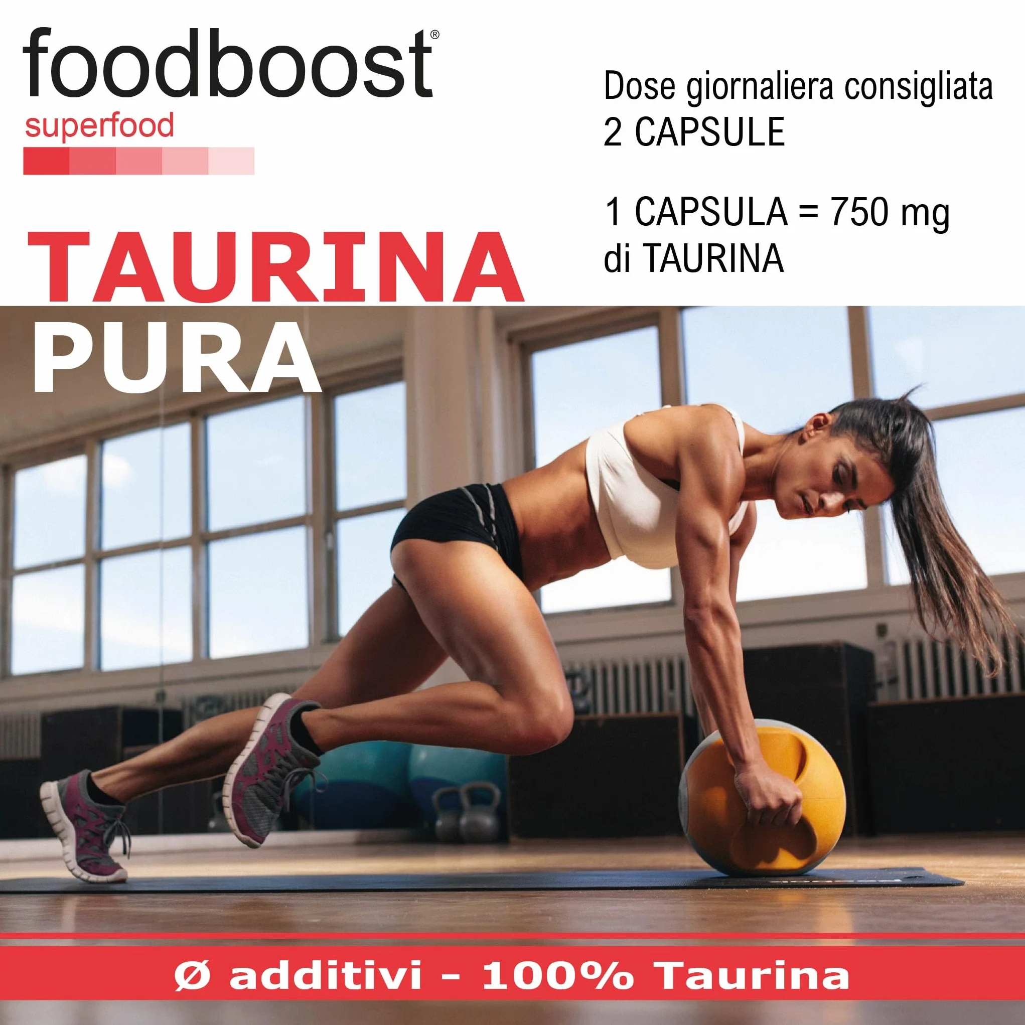 foodboost Taurina 750 mg - 180 Capsule Vegane (3 Mesi) - Integratore Energetico pre workout/post workout, Antiossidante, Supporto Benessere Cardiaco e Muscolare - Assorbimento rapido - Ø additivi