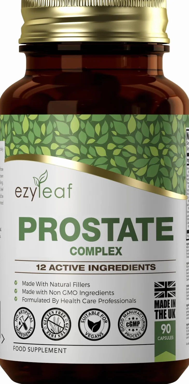Ezyleaf Prostata Formula Integratori Prostata Alta Potenza per Uomini 90 Capsule Ortica Beta Sitosterolo Zinco Semi di Zucca Boswellia Serrata