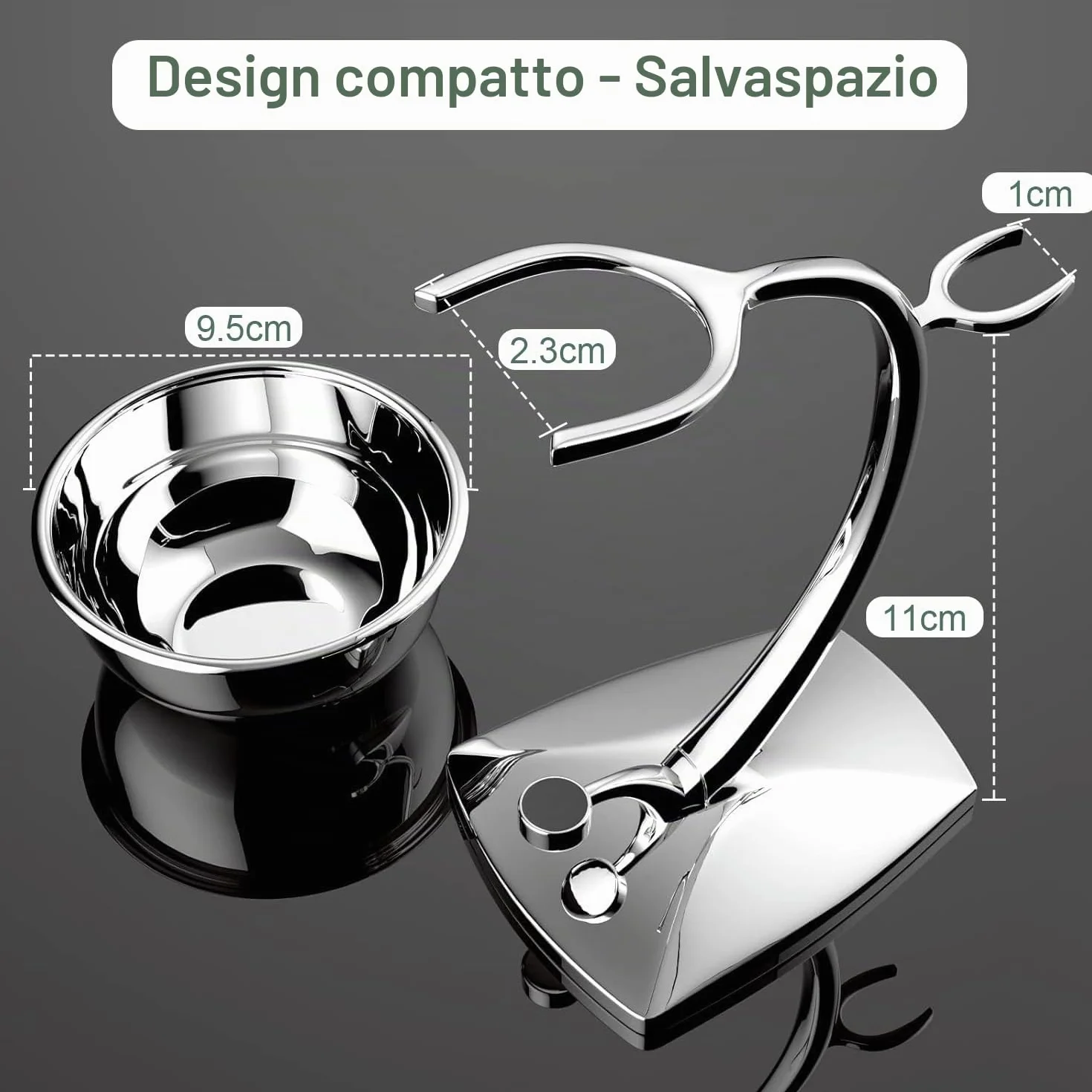 GRUTTI Set di Rasatura 2 in 1 per Uomini - Supporto Magnetico + Ciotola in Acciaio Inox, Compatibile con Rasoi Manuali (Senza Spazzola)