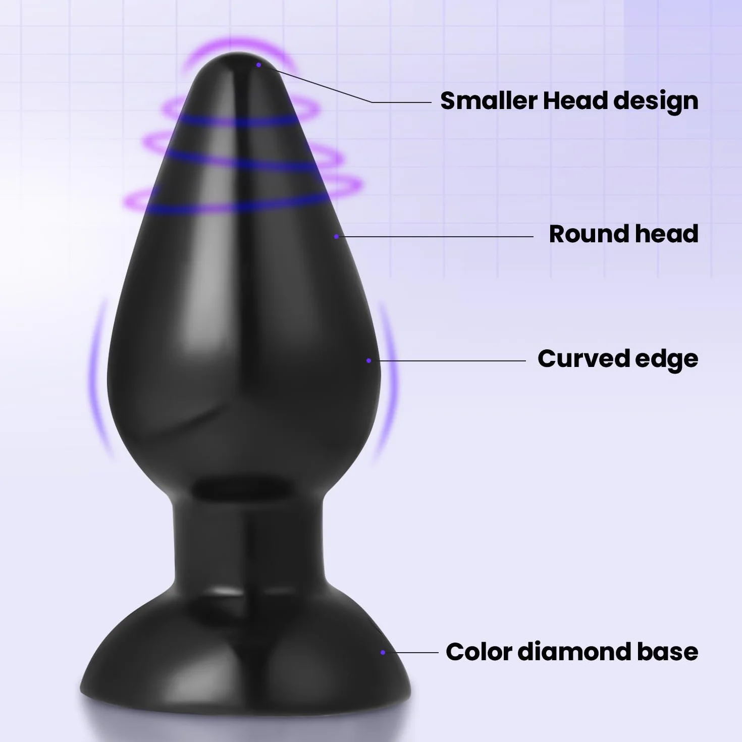 Plug Butt Extra, Plug Anale per Avanzato, Spina Anale Stimolante per Donne e Uomini, con Supporto Adesivo con Lubrificante, uso hands-free (Nero XXL)