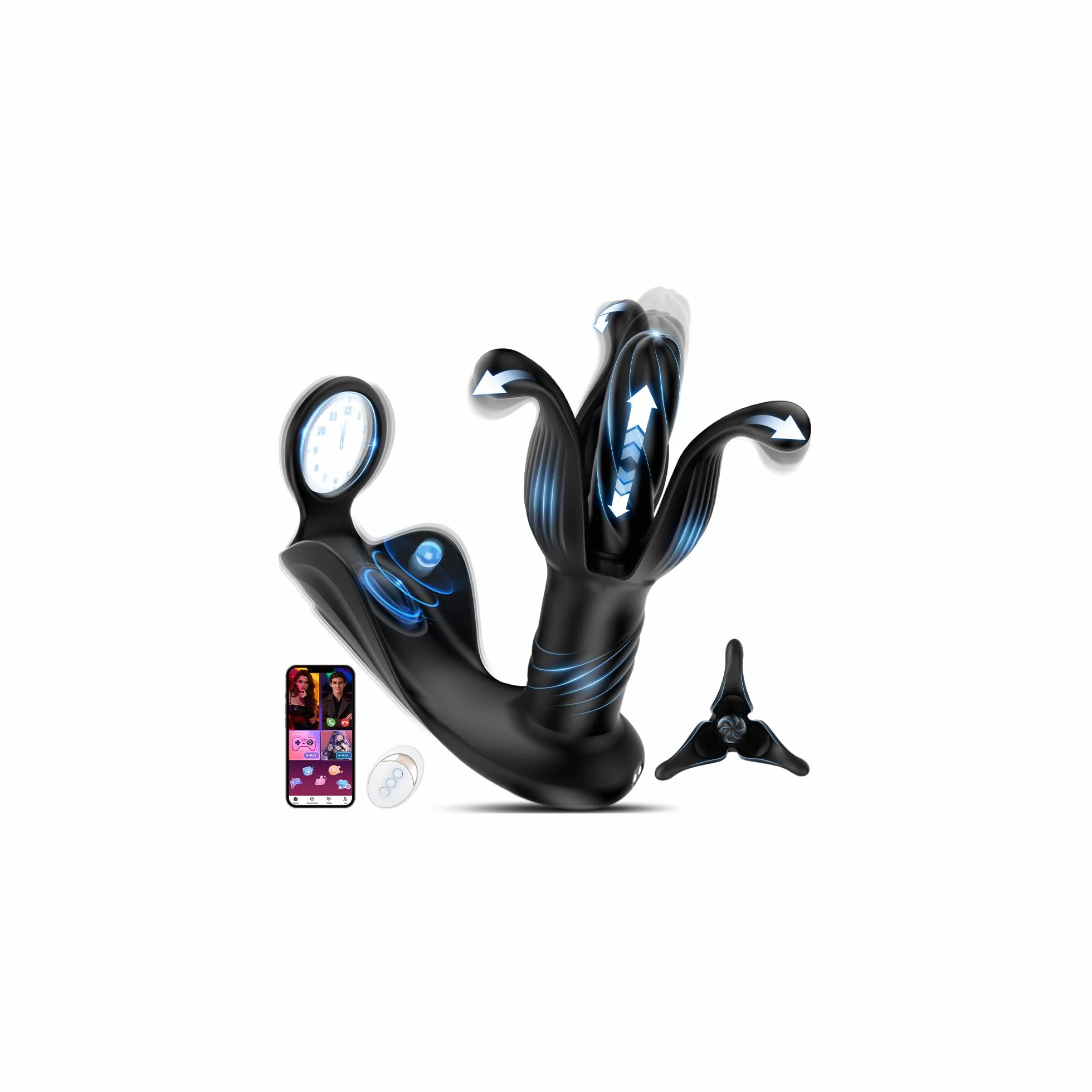 4 in1 Plug Anale-dilatatore Uomo, Espansione e Spinta Dildo Anale Vibratori Sexytoys Uomo con Anello per Pene, Vibratoreper Professionale Prostata Vibratore Sex Toys con 9x9 Modalità Telecomando & APP